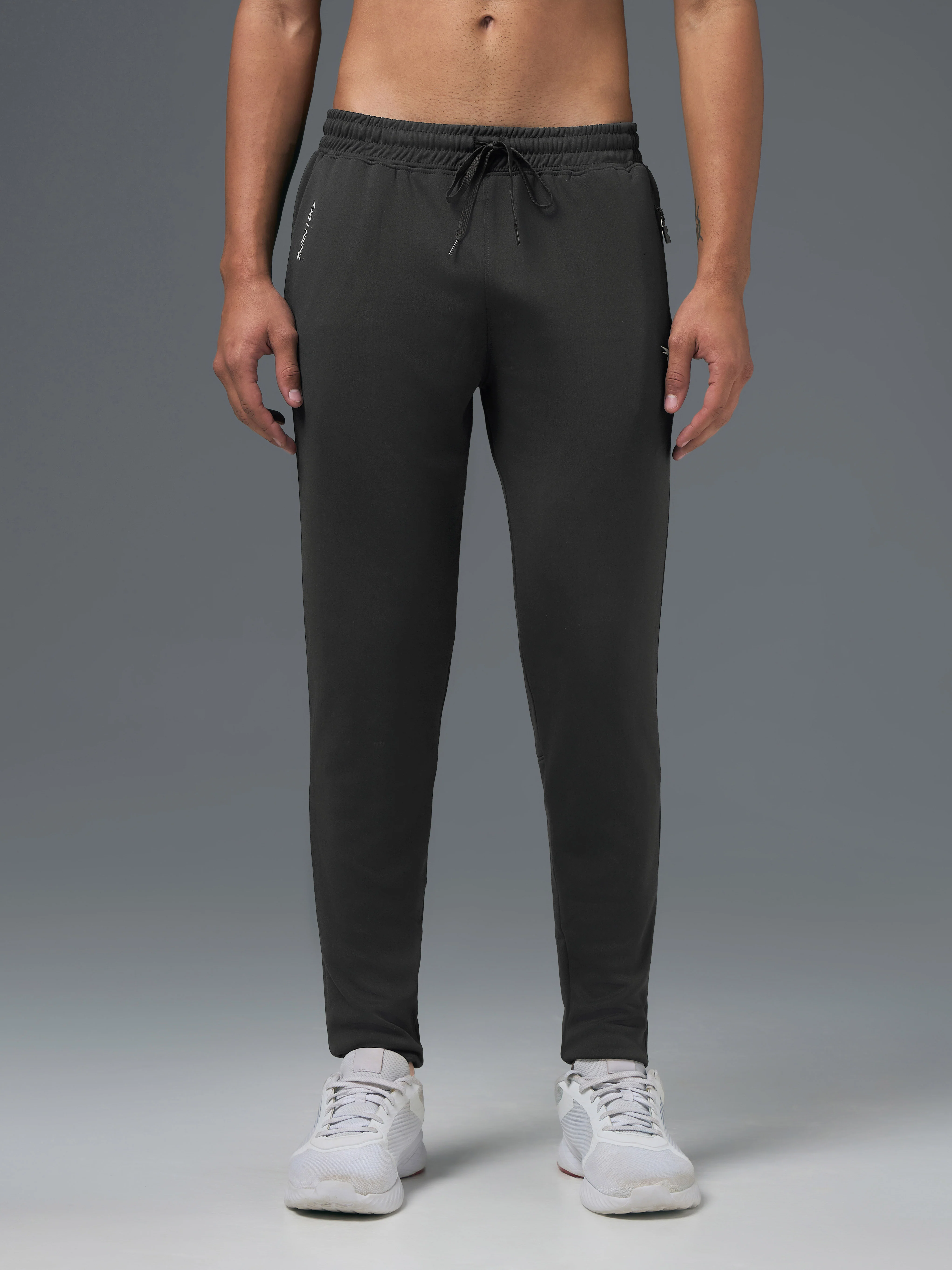 Men Melange Slim Fit Trackpants with TECHNO DRY - Image 2