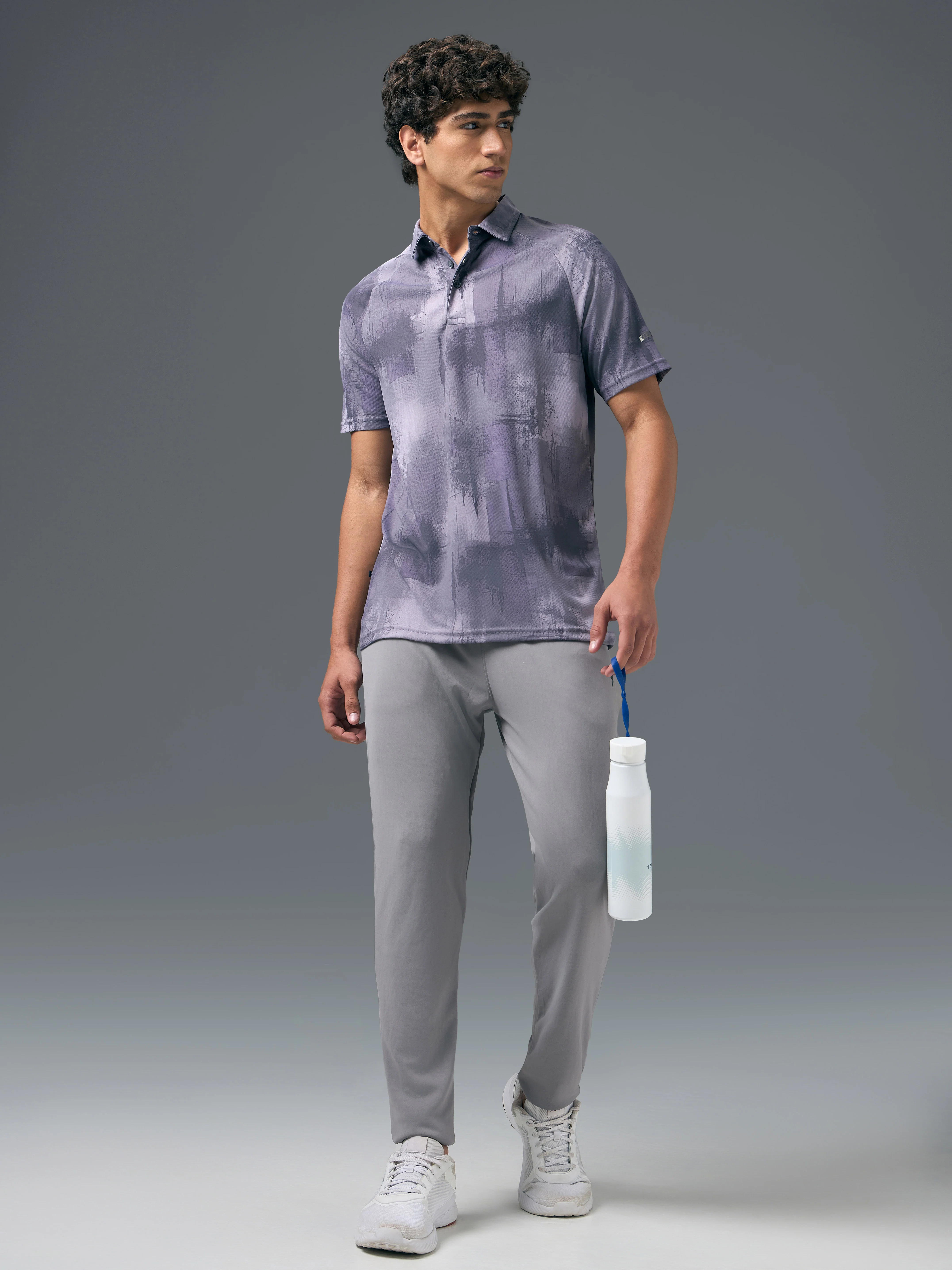Men Melange Slim Fit Trackpants with TECHNO DRY - Image 5