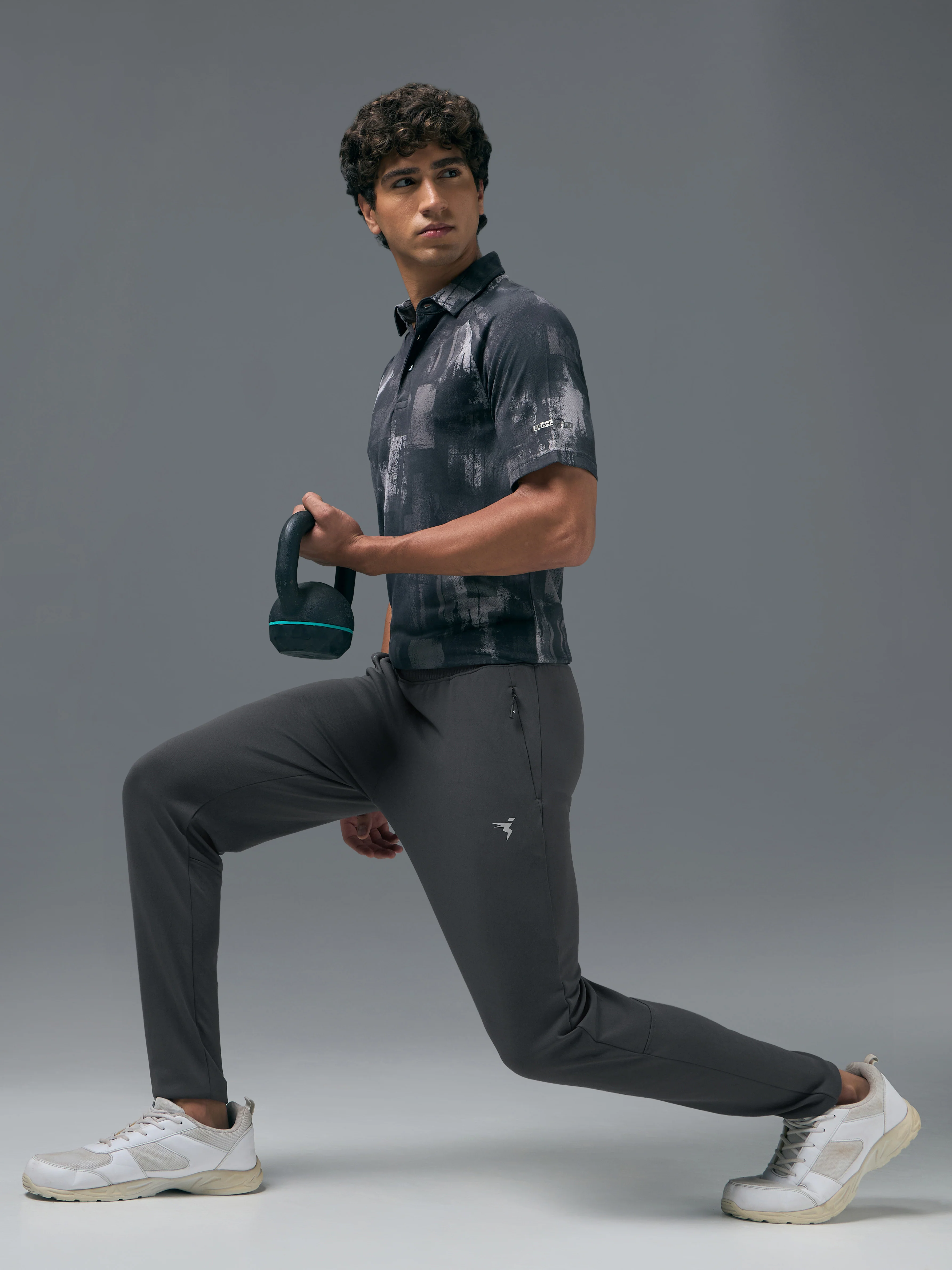 Men Melange Slim Fit Trackpants with TECHNO DRY - Image 5