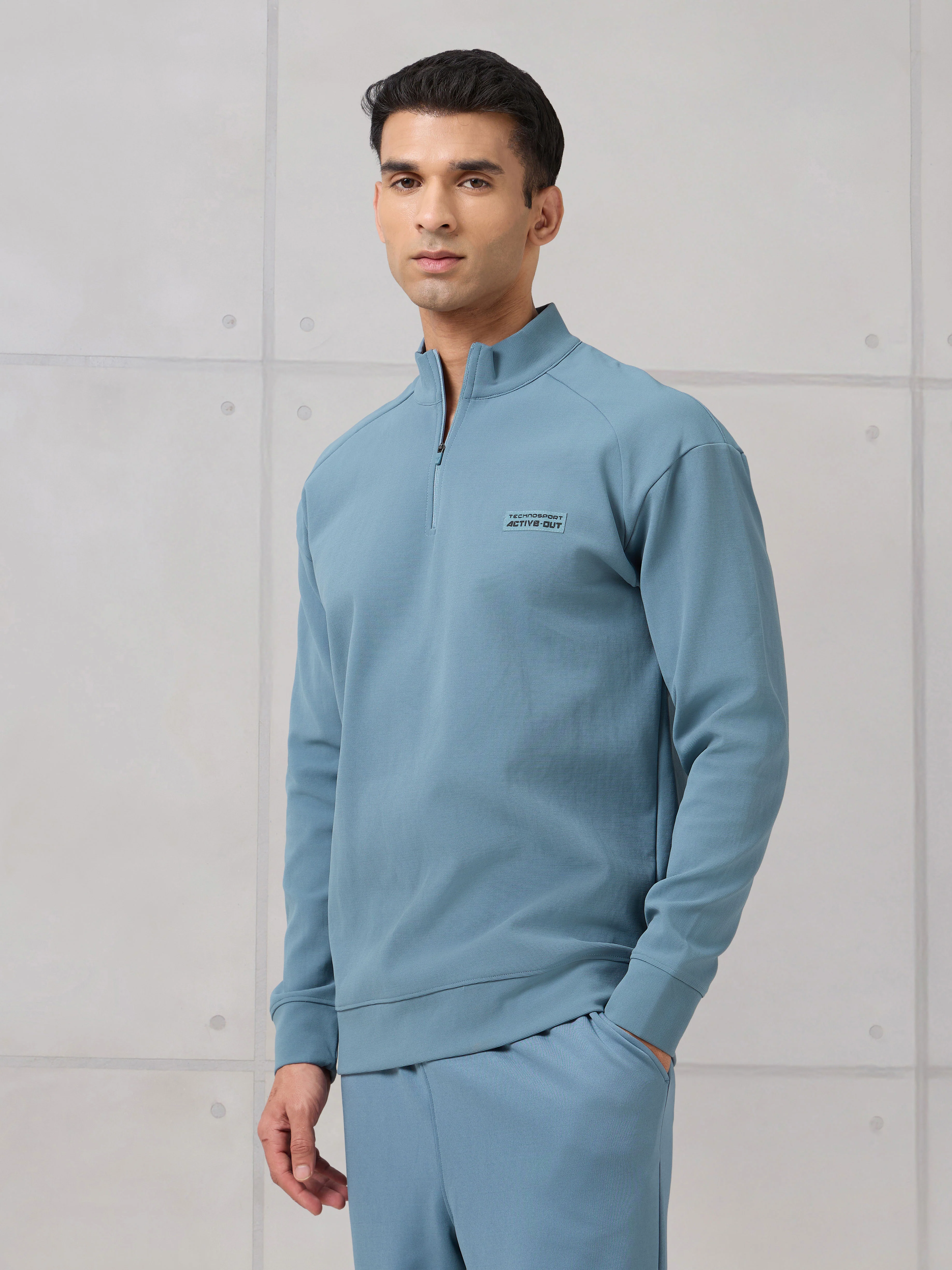 Men Mock Neck Slim Fit Solid Active Out T-shirt with ELASTOPLUS - Image 4