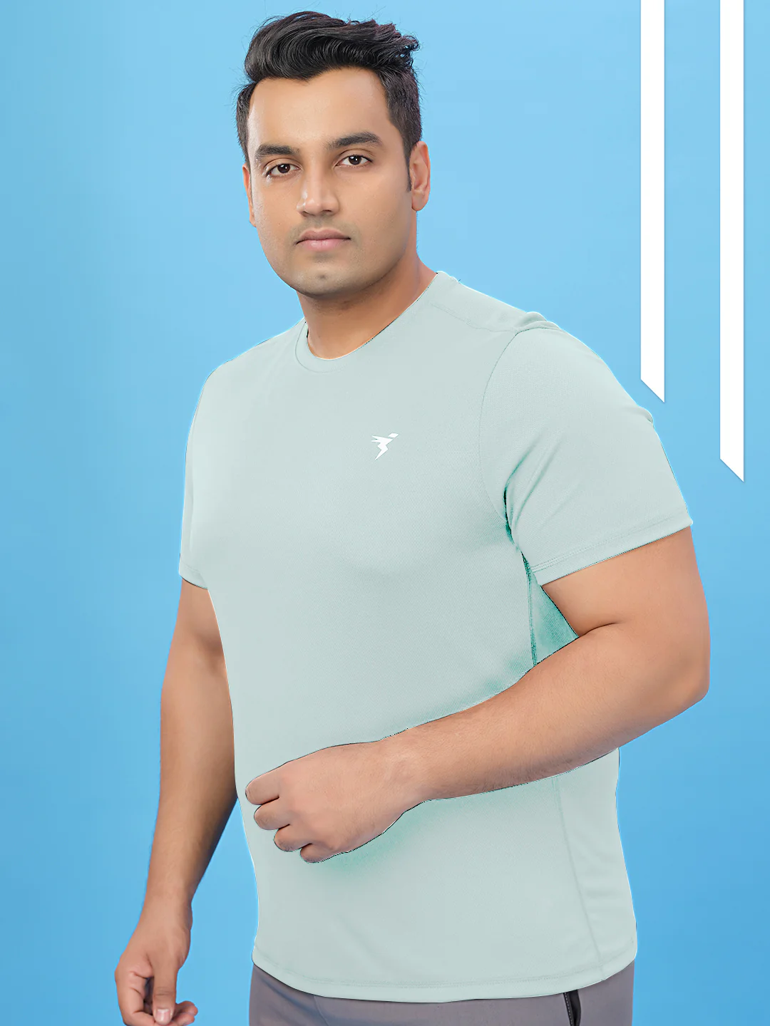 Men Plus Size Solid Active T-shirt with TECHNO COOL+ - Image 2