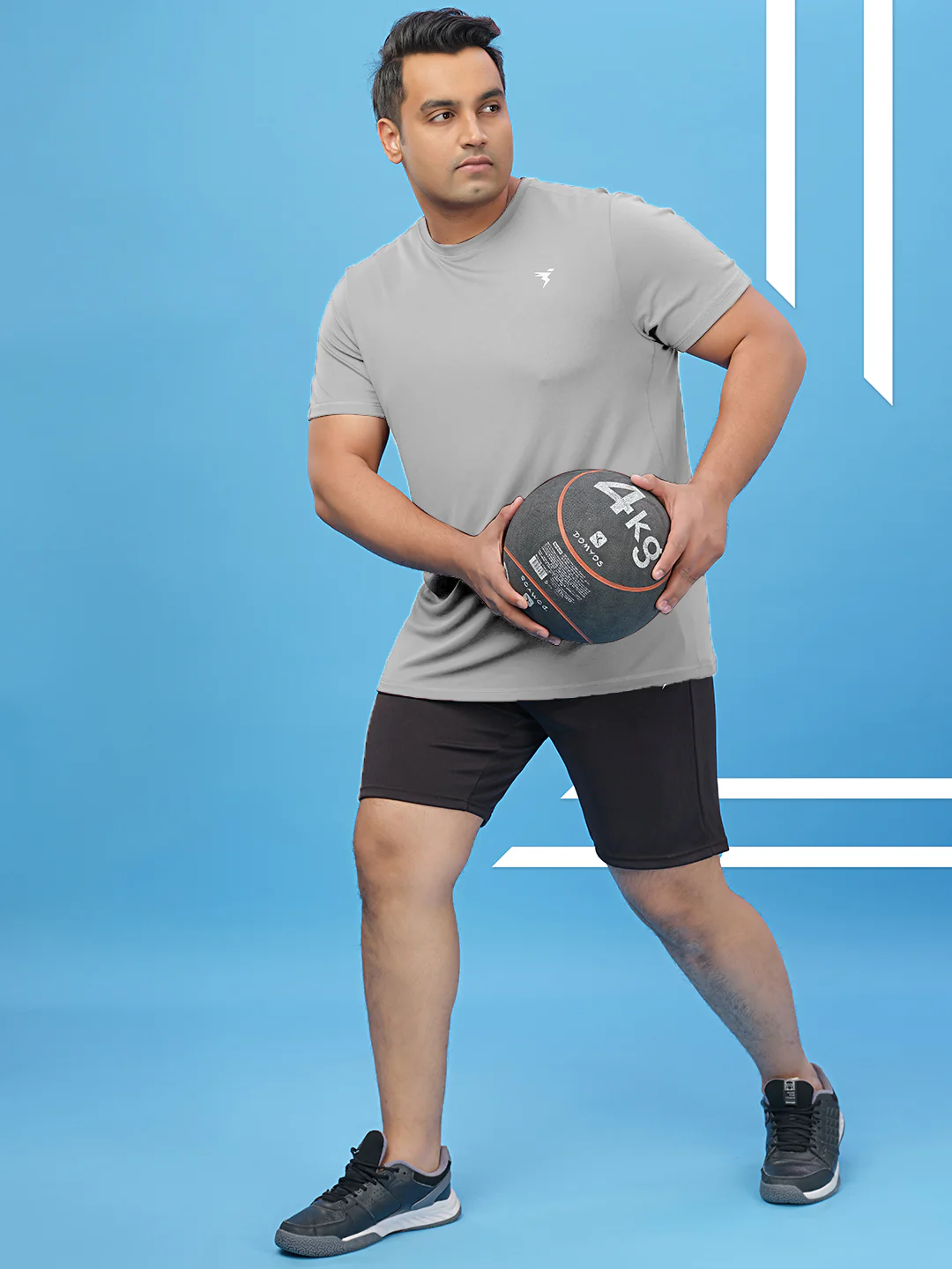 Men Plus Size Solid Active T-shirt with TECHNO COOL+ - Image 3