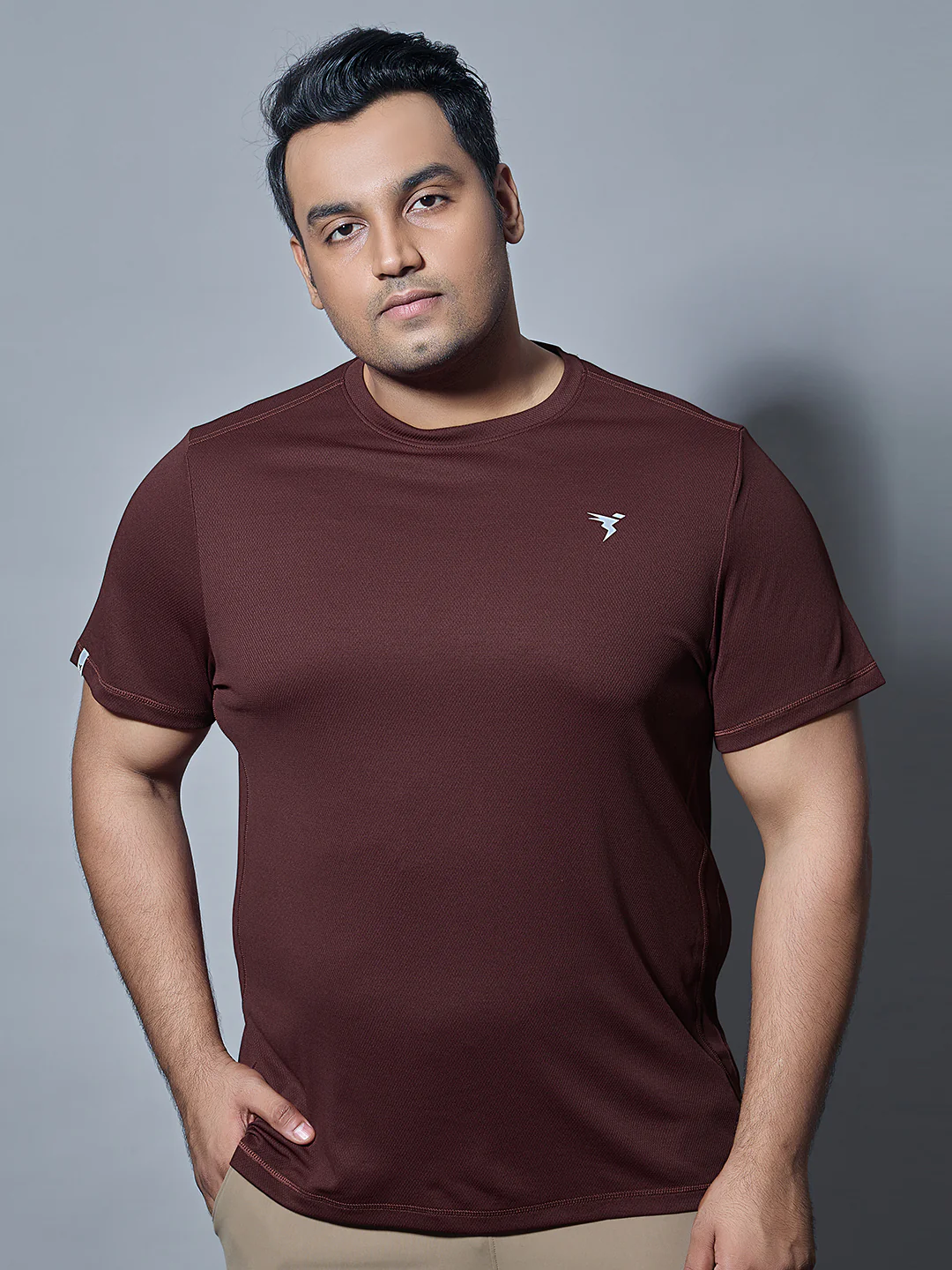 Men Plus Size Solid Active T-shirt with TECHNO COOL+ - Image 2