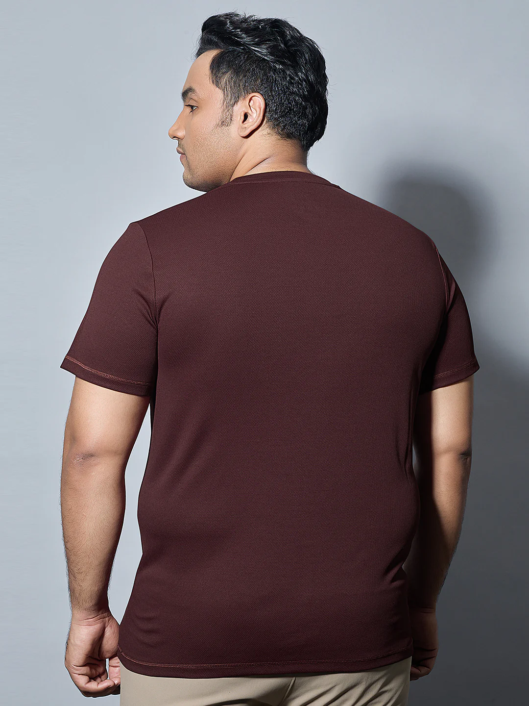 Men Plus Size Solid Active T-shirt with TECHNO COOL+ - Image 3