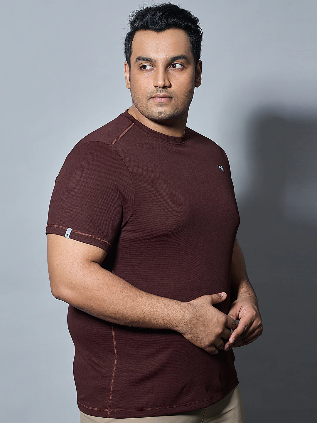 Men Plus Size Solid Active T-shirt with TECHNO COOL+ - Image 4