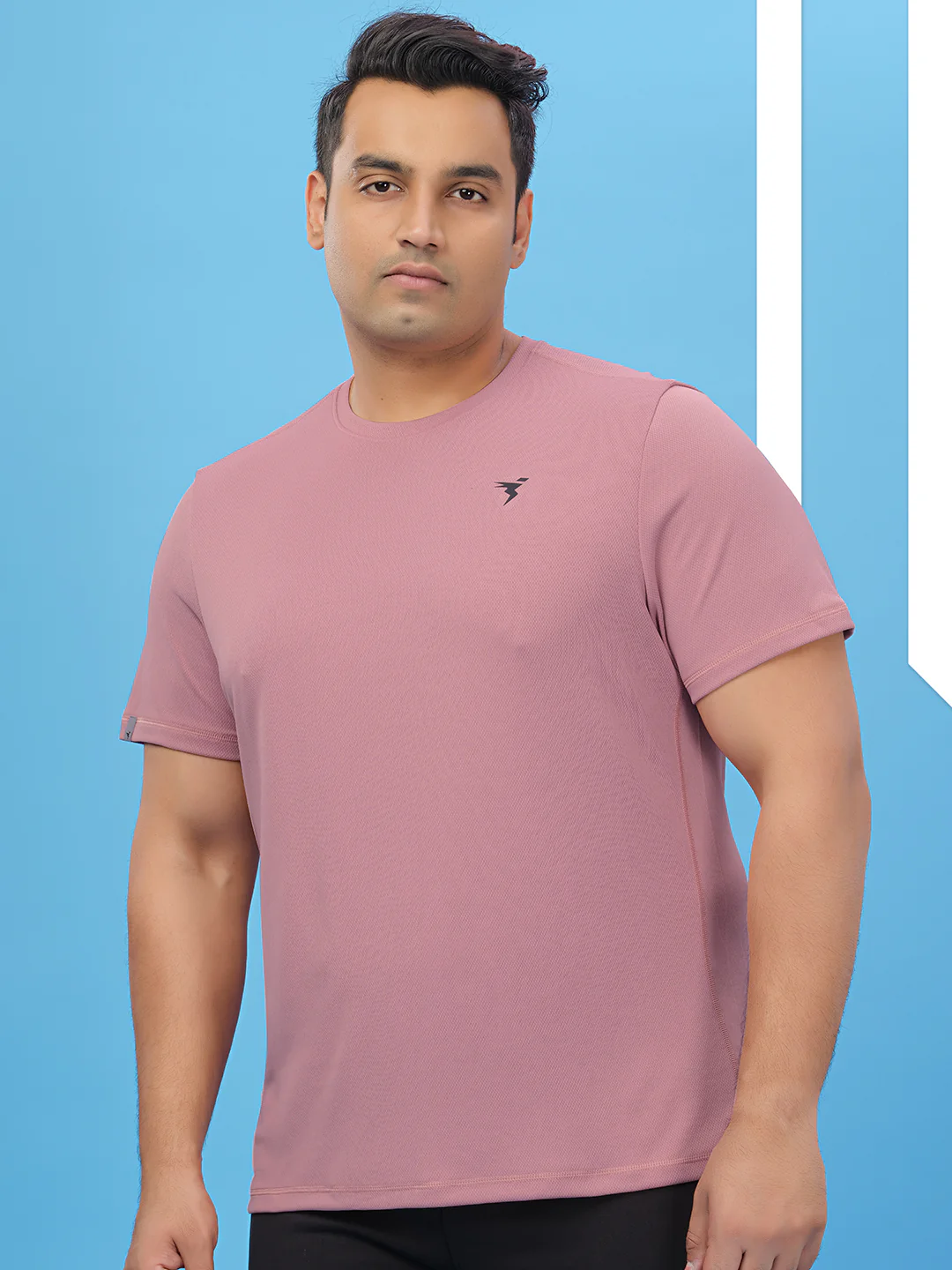 Men Plus Size Solid Active T-shirt with TECHNO COOL+