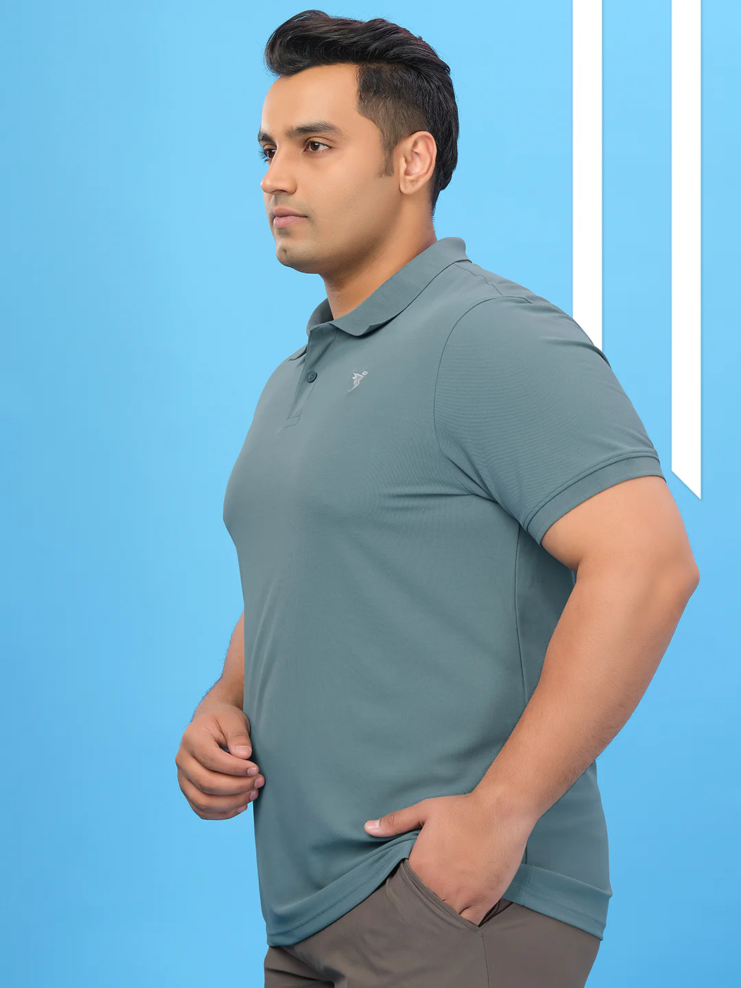 Men Plus Size Solid Polo T-shirt with MATPIQ - Image 3