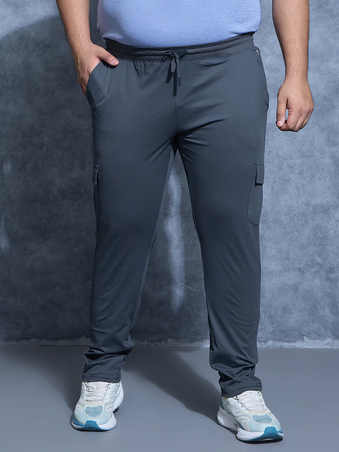 Men Plus Size Solid Relax Fit Cargo Trackpants with DURACOOL+ - Image 2