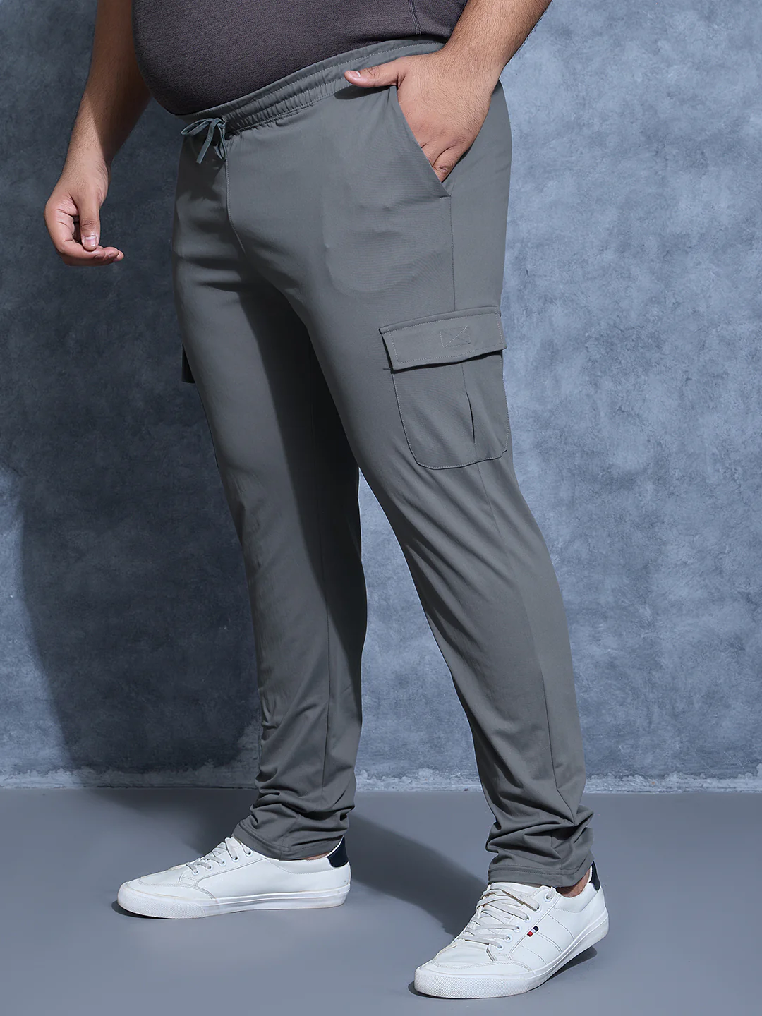 Men Plus Size Solid Relax Fit Cargo Trackpants with DURACOOL+ - Image 3