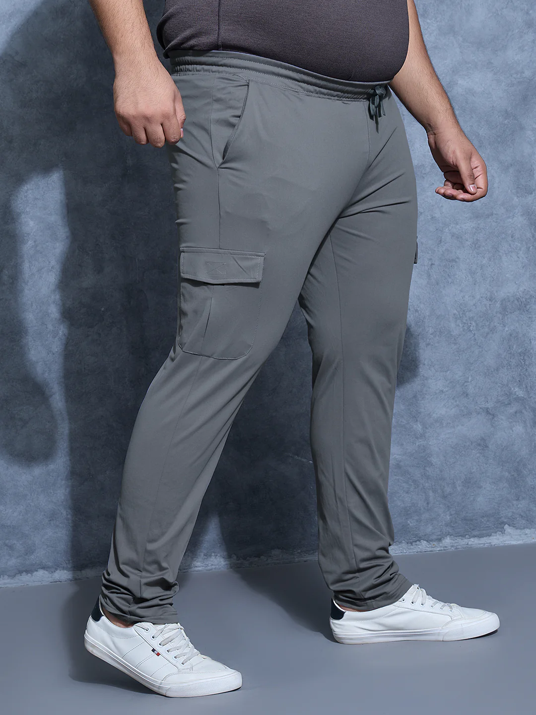 Men Plus Size Solid Relax Fit Cargo Trackpants with DURACOOL+ - Image 5