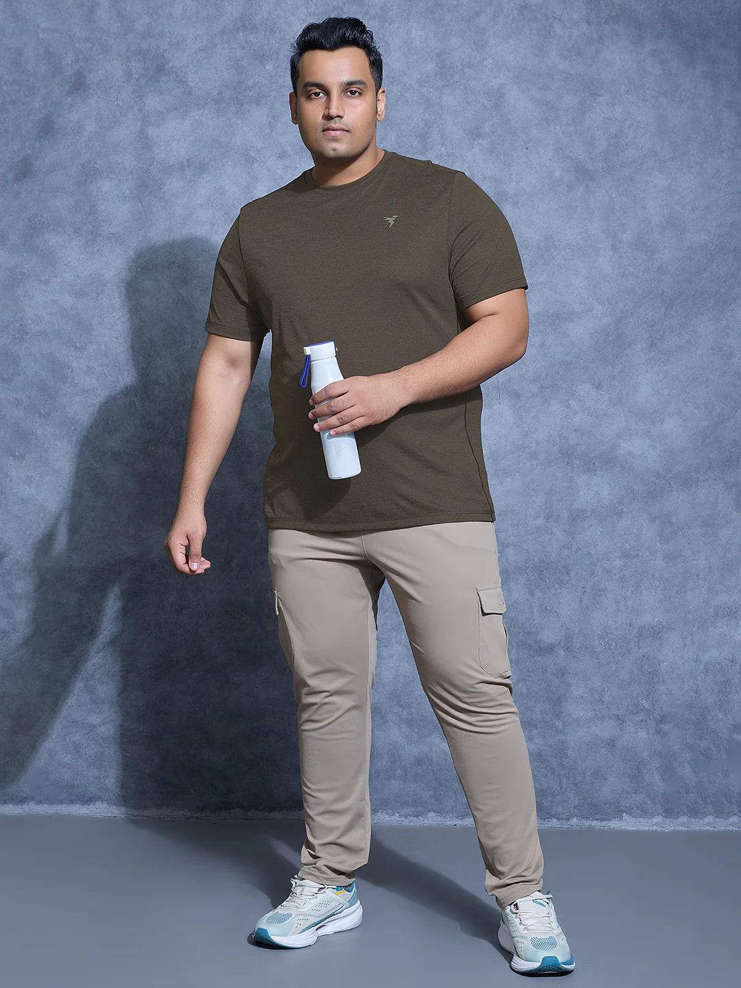 Men Plus Size Solid Slim Fit Crew Neck T-shirt with DOUBLE COOL