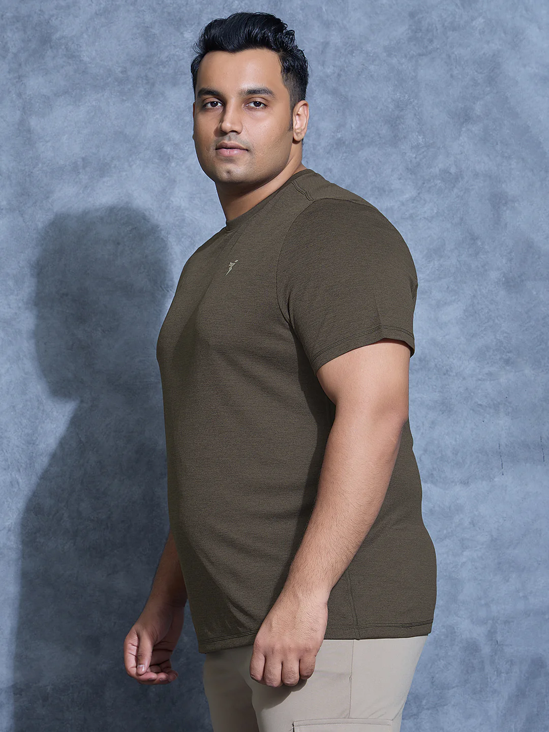 Men Plus Size Solid Slim Fit Crew Neck T-shirt with DOUBLE COOL - Image 4