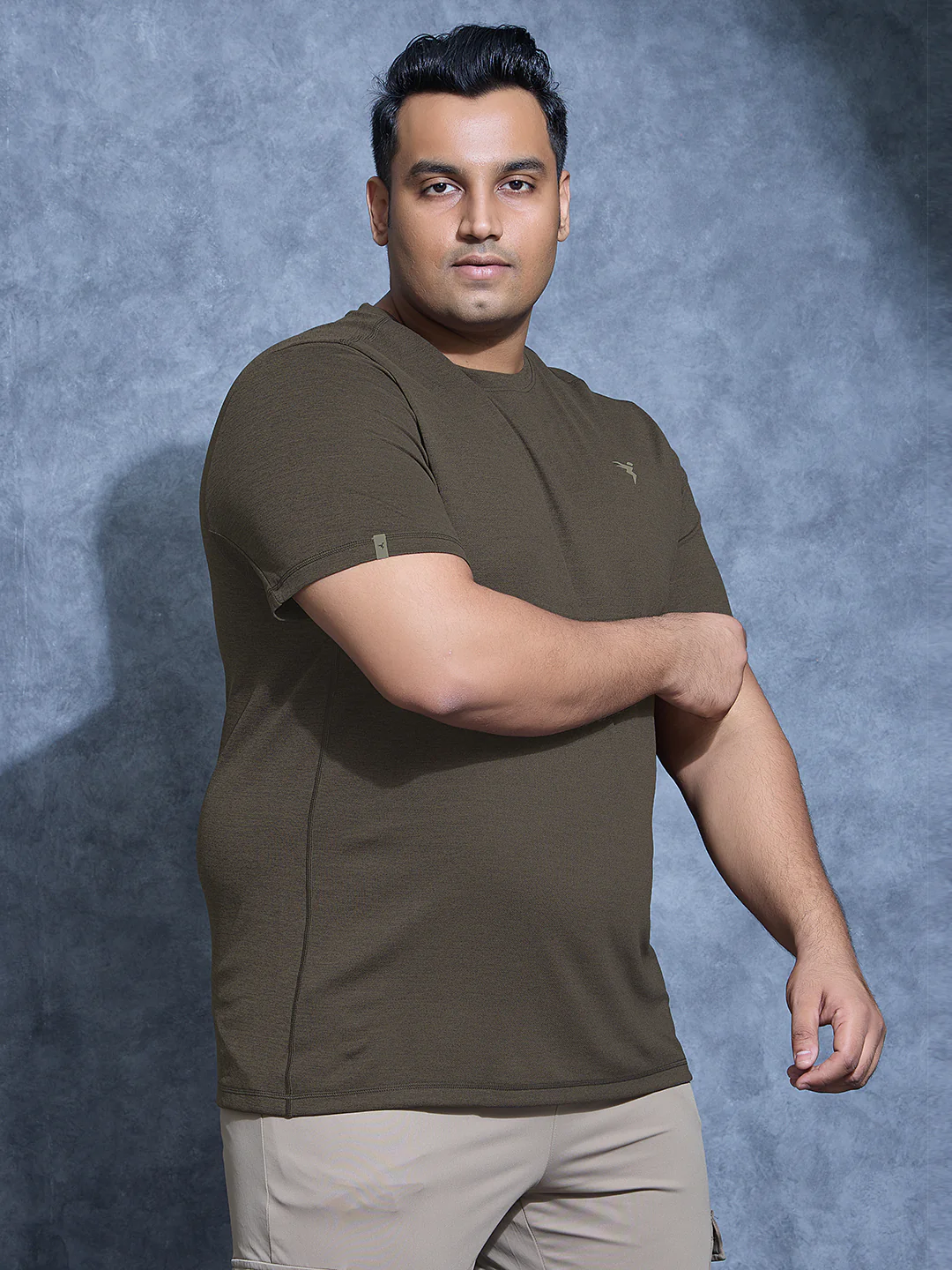 Men Plus Size Solid Slim Fit Crew Neck T-shirt with DOUBLE COOL - Image 5