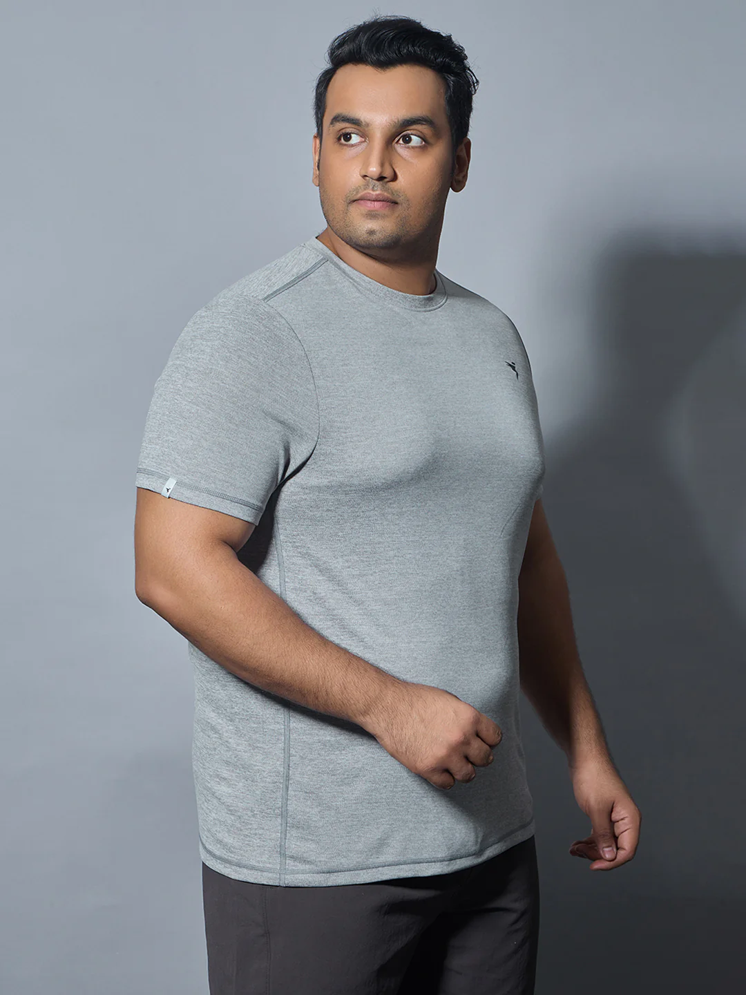 Men Plus Size Solid Slim Fit Crew Neck T-shirt with DOUBLE COOL - Image 3
