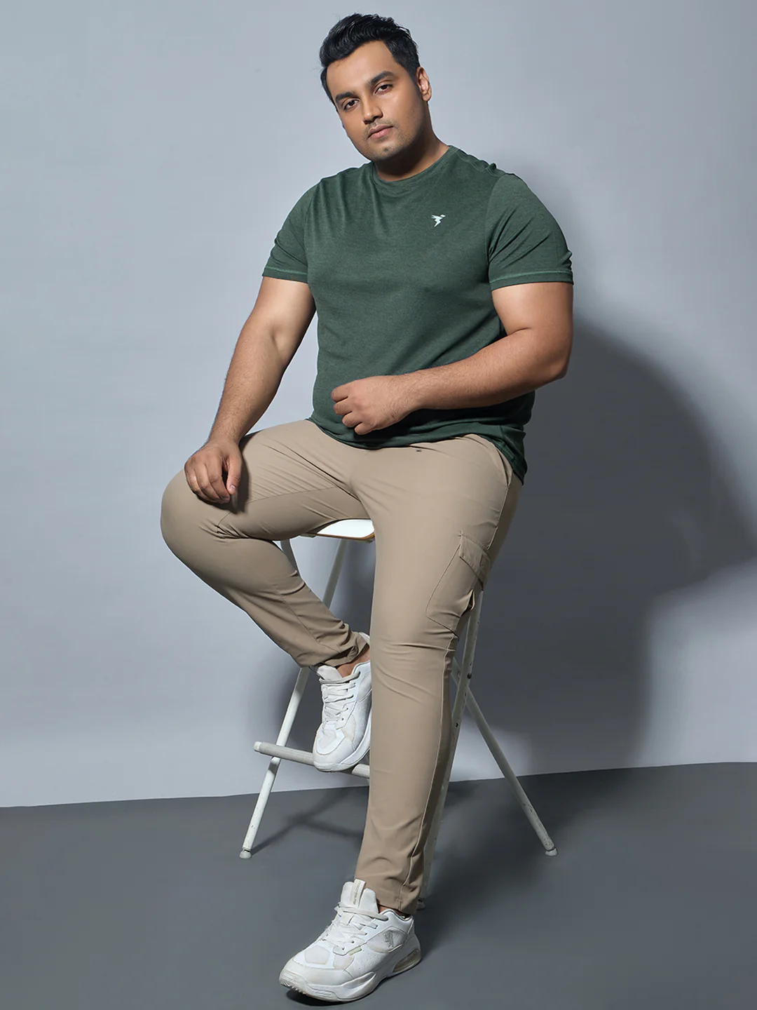 Men Plus Size Solid Slim Fit Crew Neck T-shirt with DOUBLE COOL - Image 5