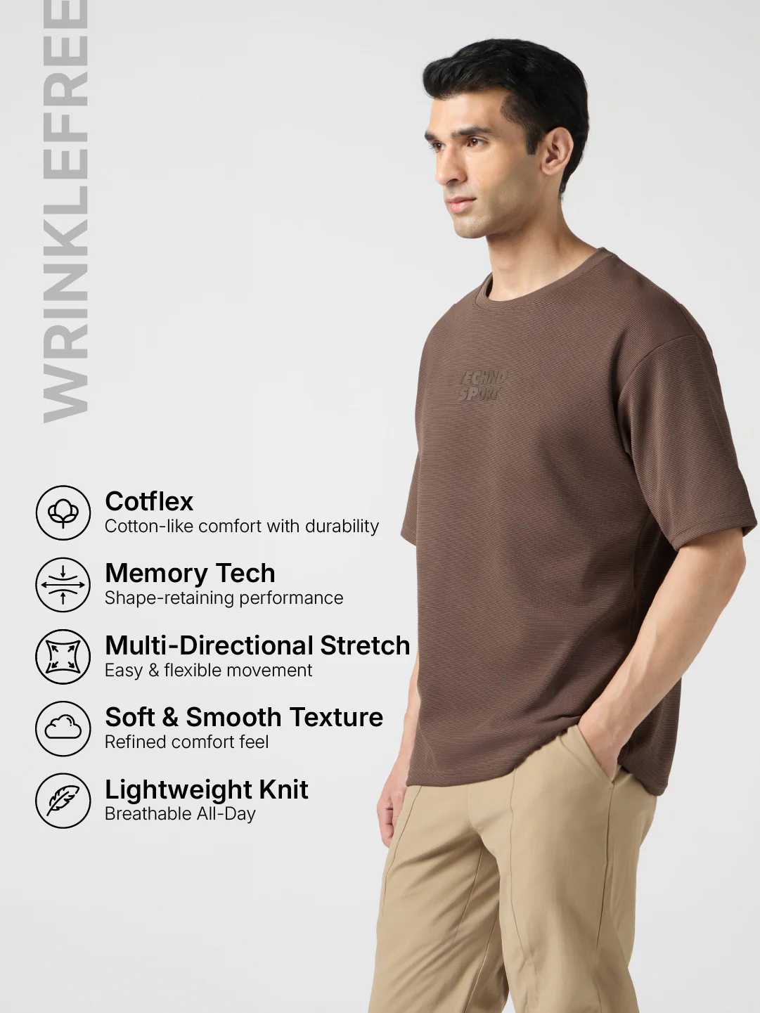 Men Printed Oversized Round Neck T-shirt with COTFLEX - Image 4