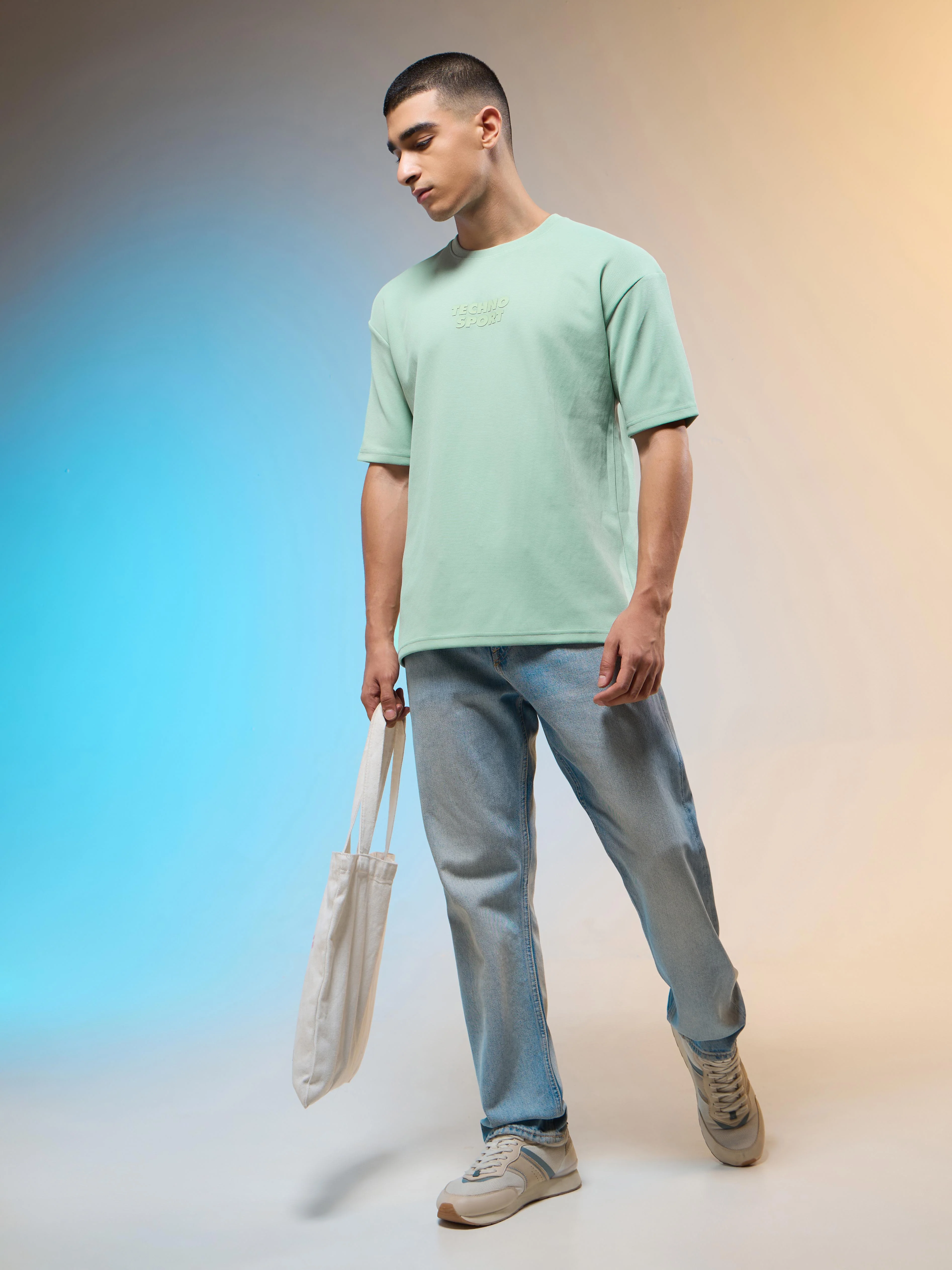 Men Printed Oversized Round Neck T-shirt with COTFLEX - Image 5