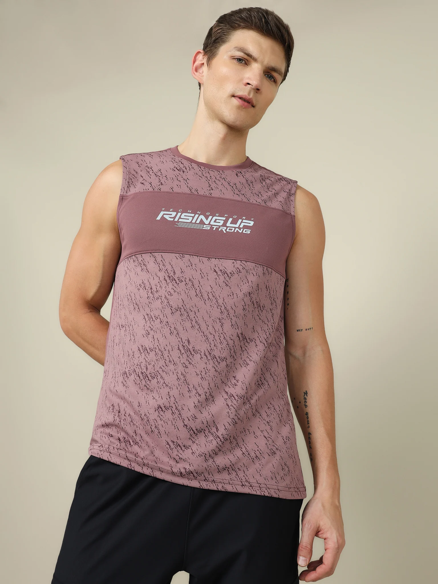 Men Printed Slim Fit Crew Neck Innerwear Vest with TECHNO COOL+ (Pack Of 2) - Image 3