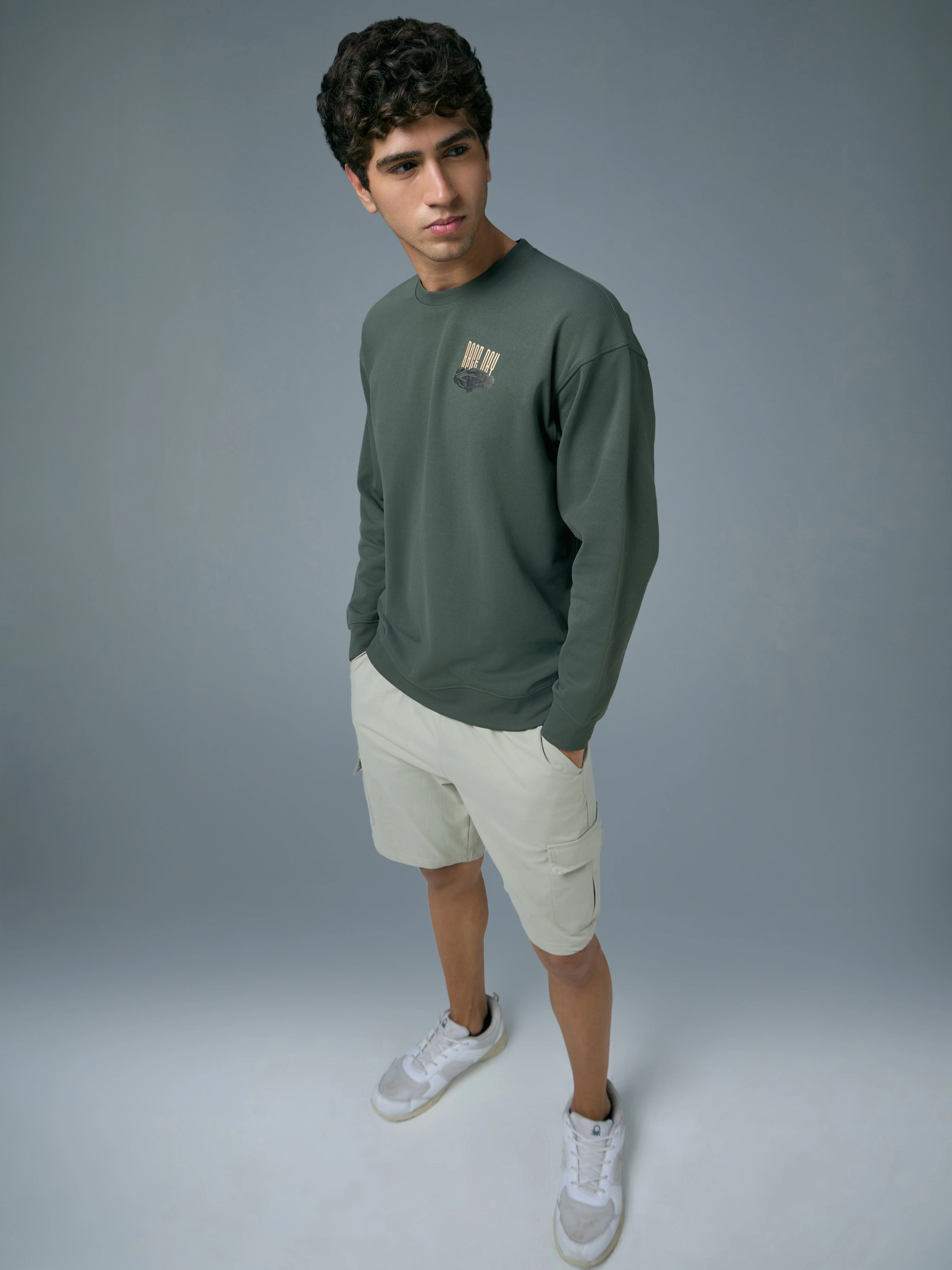 Men Printed Slim Fit Crew Neck Sweatshirt with ELASTO PLUS - Image 5