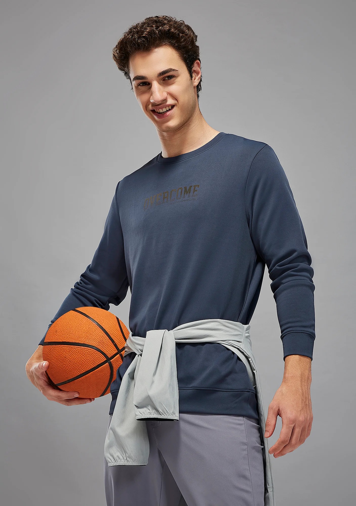 Men Printed Slim Fit Crew Neck Sweatshirt with ELASTO PLUS
