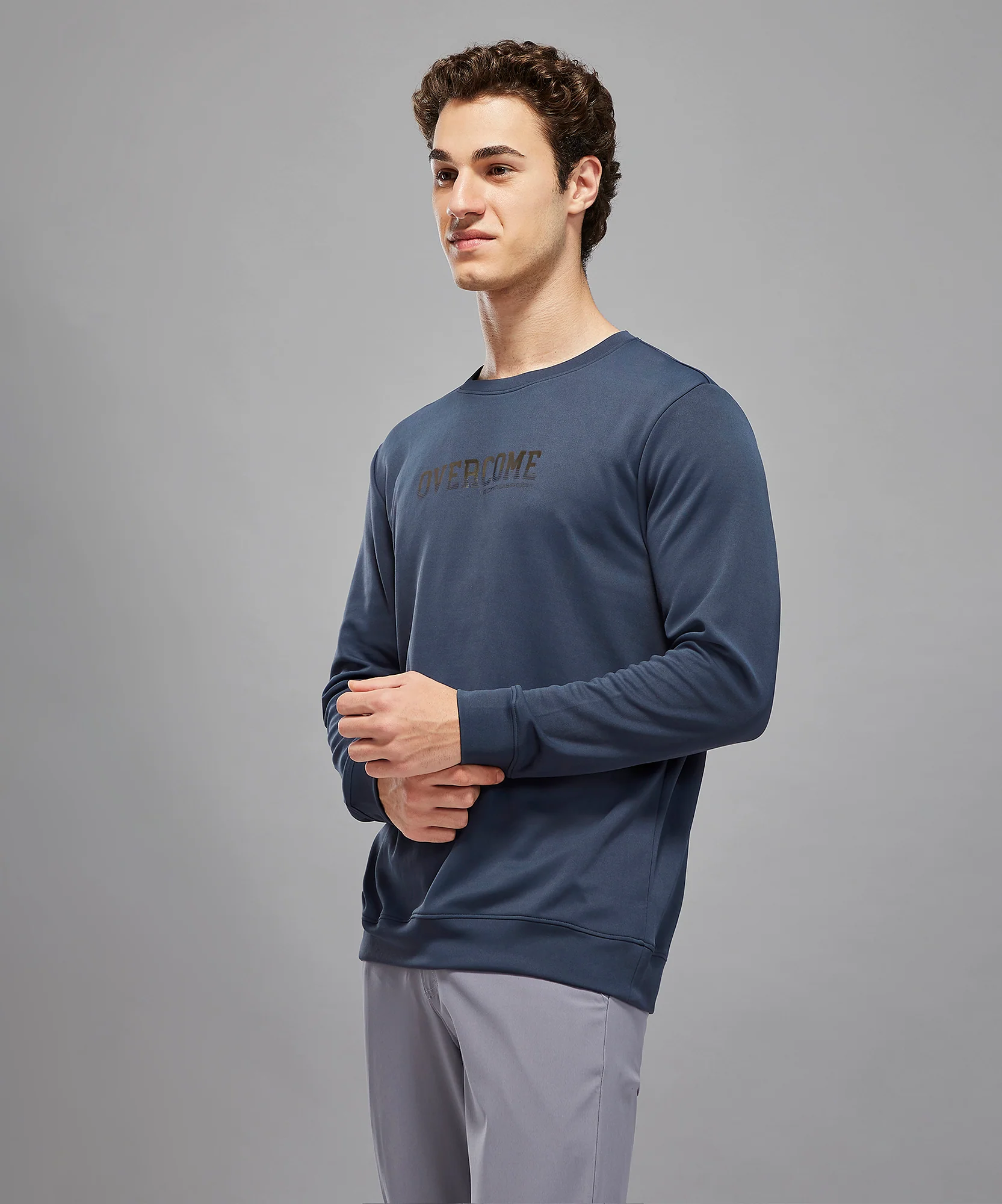 Men Printed Slim Fit Crew Neck Sweatshirt with ELASTO PLUS - Image 4