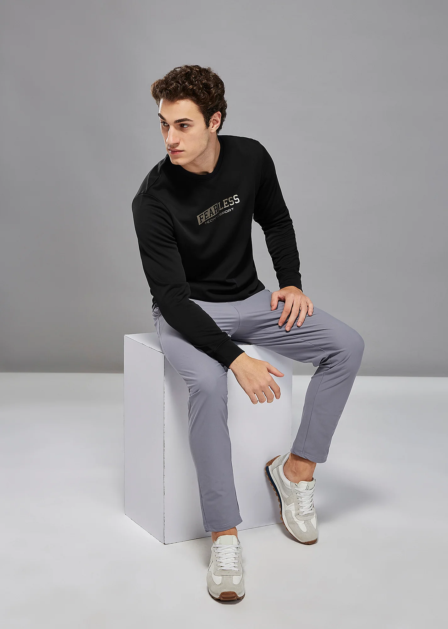 Men Printed Slim Fit Crew Neck Sweatshirt with ELASTO PLUS - Image 6