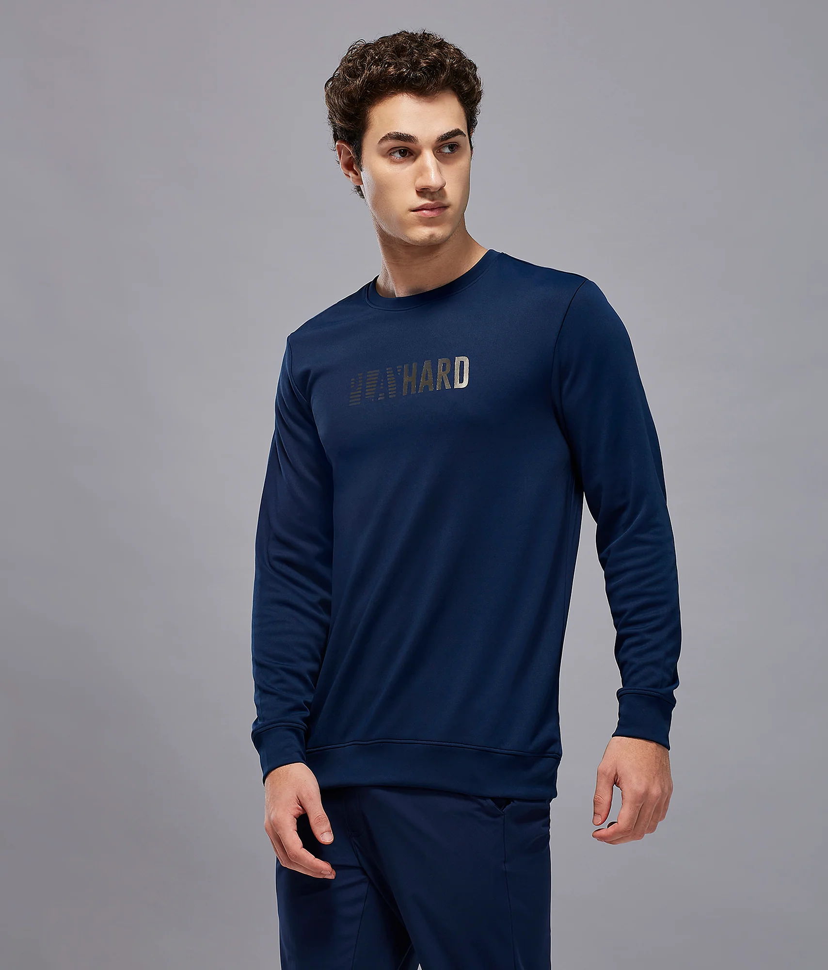 Men Printed Slim Fit Crew Neck Sweatshirt with ELASTO PLUS - Image 4