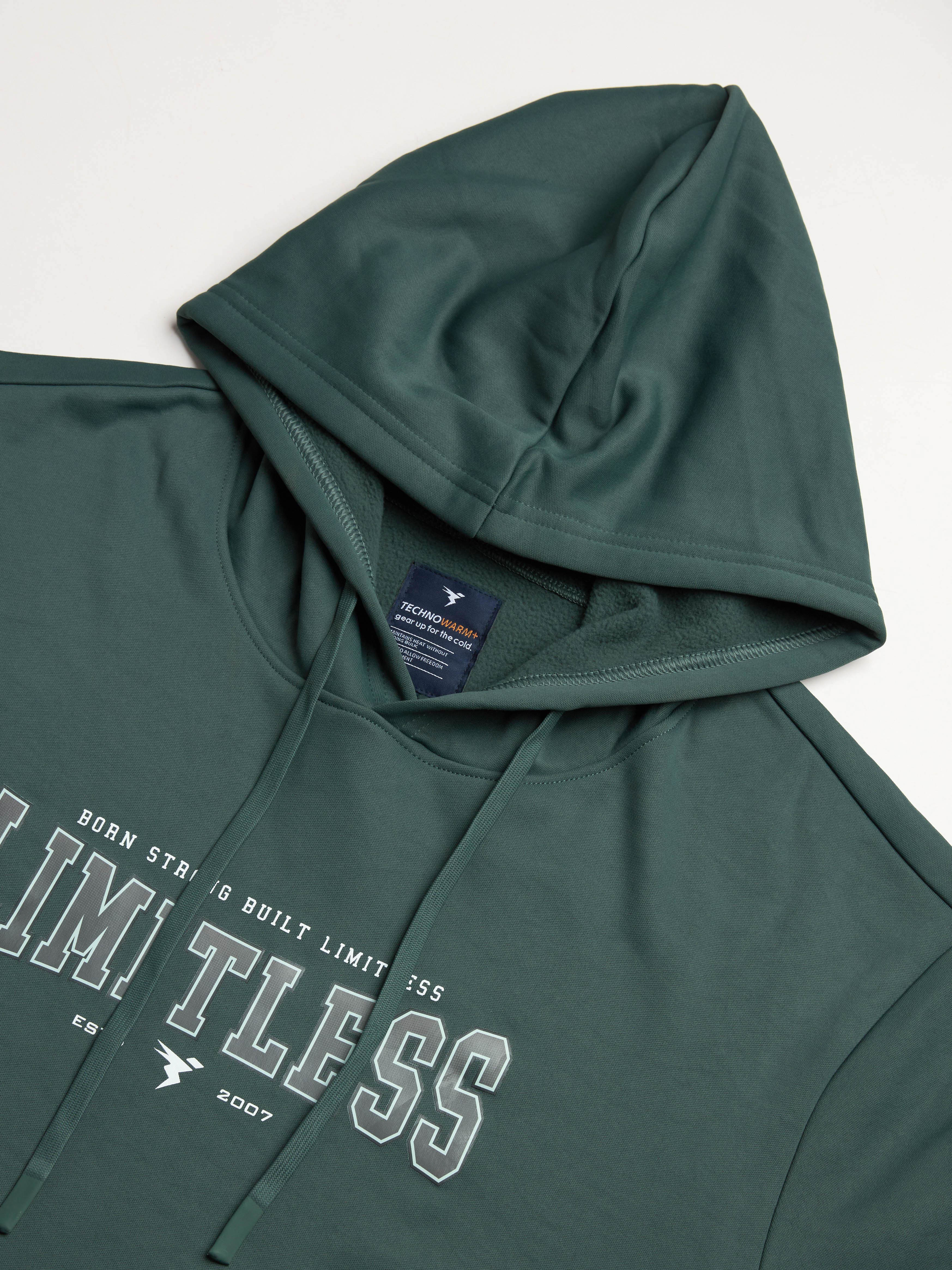 Men Printed Slim Fit Hooded Sweatshirt with TECHNOWARM+ - Image 8