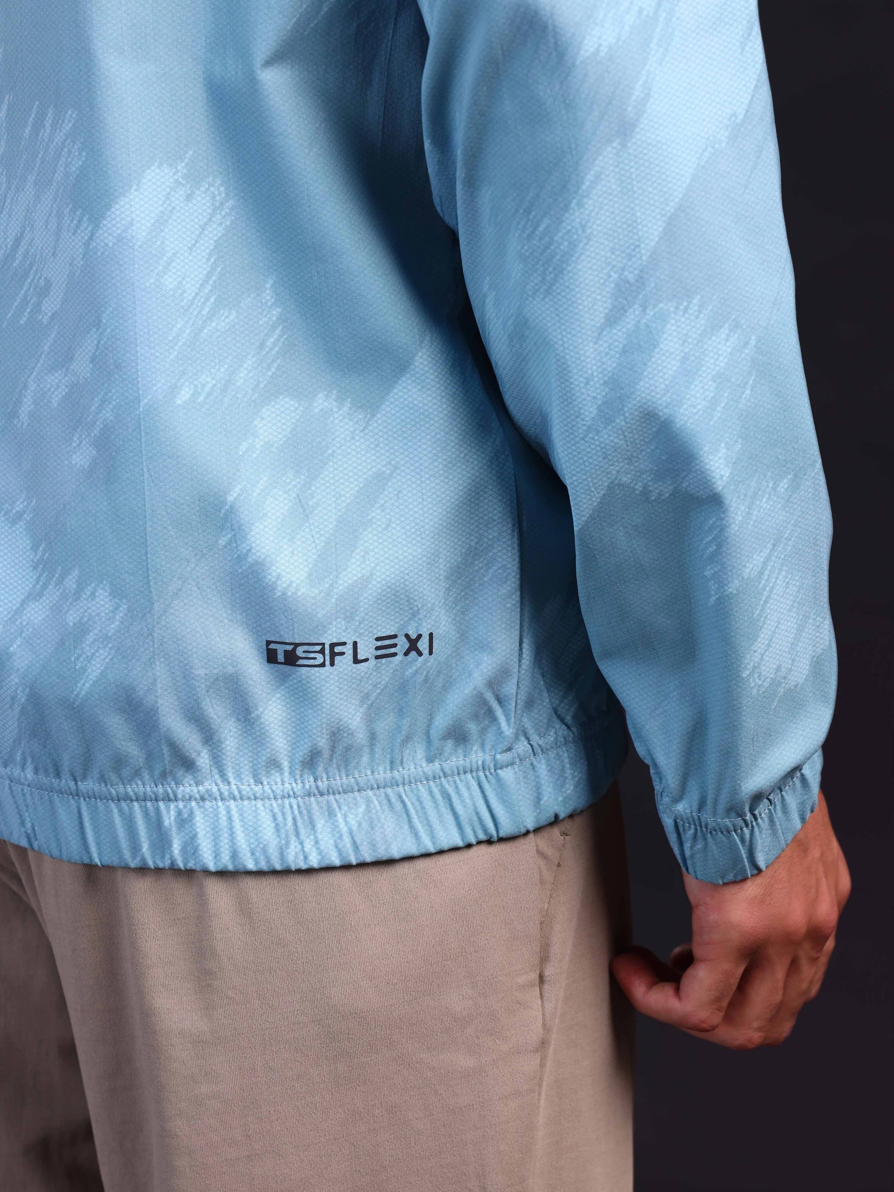 Men Printed Slim Fit Mock Neck Jacket with TS FLEXI - Image 7