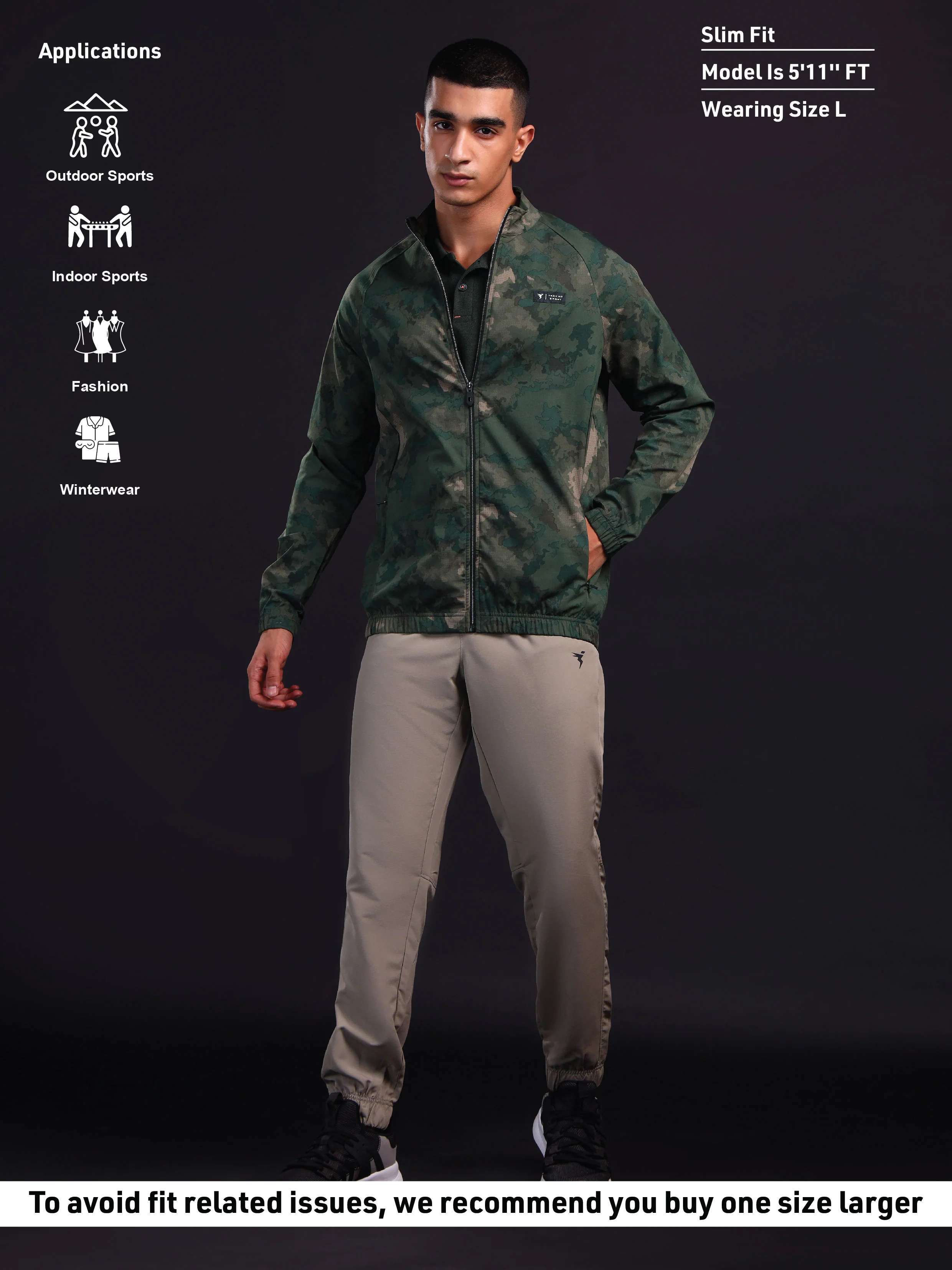 Men Printed Slim Fit Mock Neck Jacket with TS FLEXI - Image 4