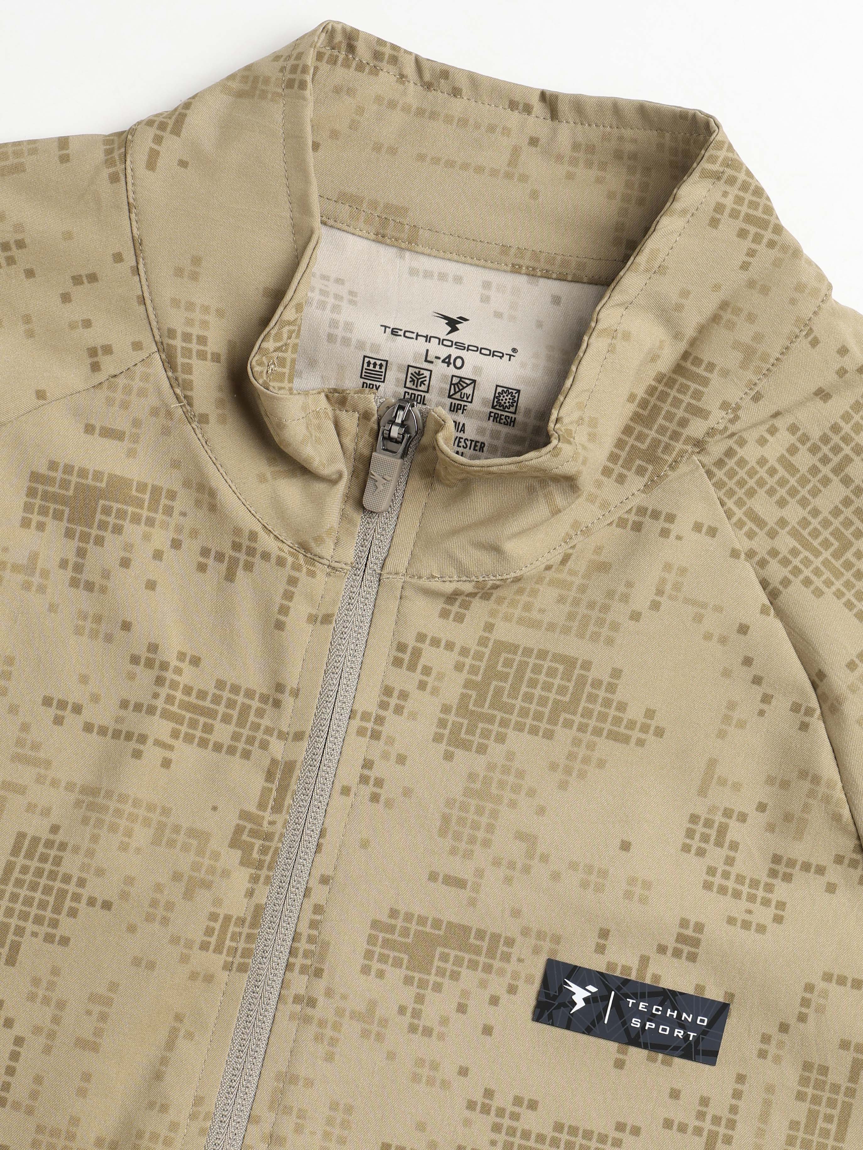 Men Printed Slim Fit Mock Neck Jacket with TS FLEXI - Image 6