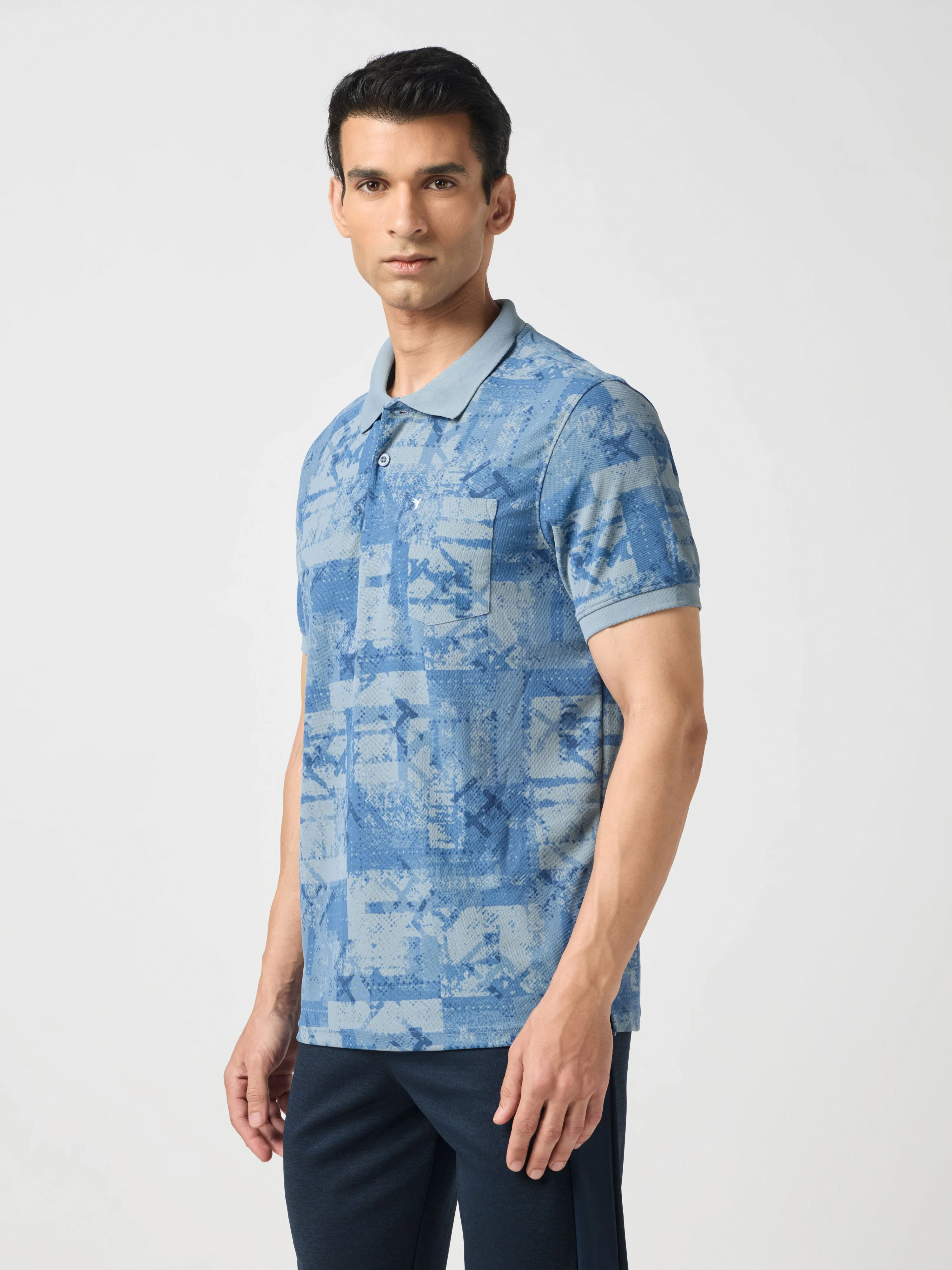 Men Printed Slim Fit Polo Sports T-shirt with MATPIQ - Image 4