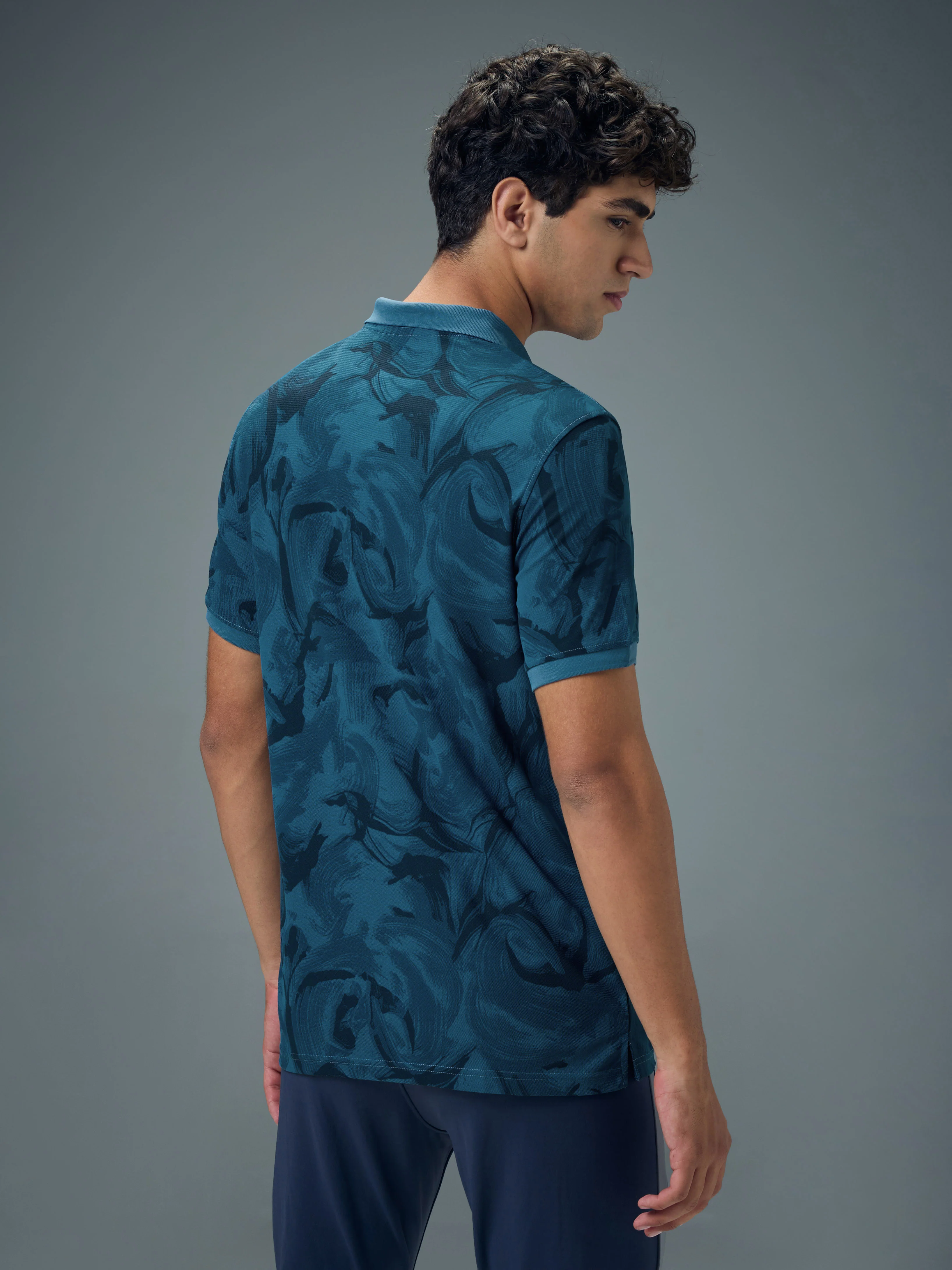 Men Printed Slim Fit Polo Sports T-shirt with MATPIQ - Image 3