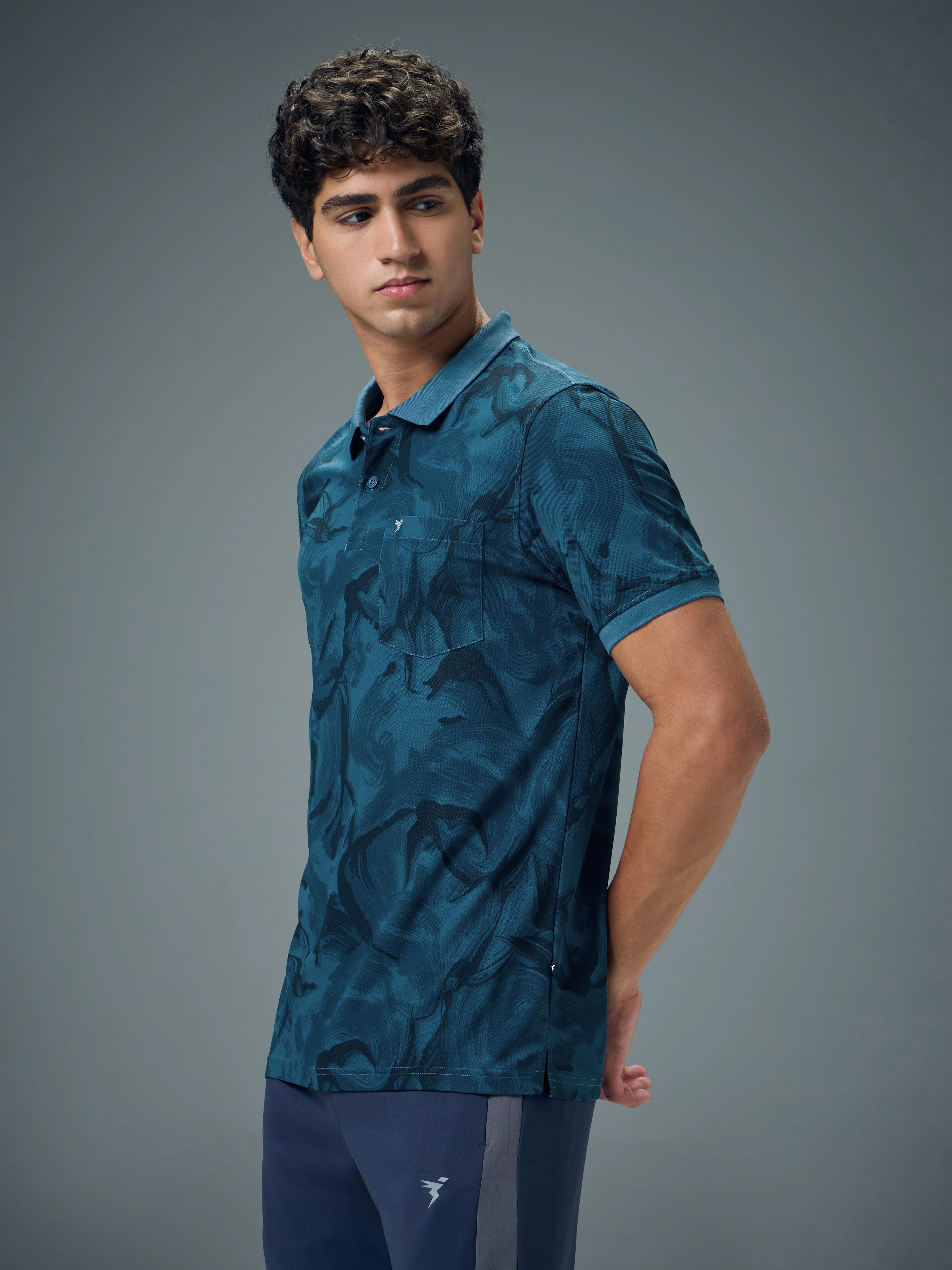 Men Printed Slim Fit Polo Sports T-shirt with MATPIQ - Image 4