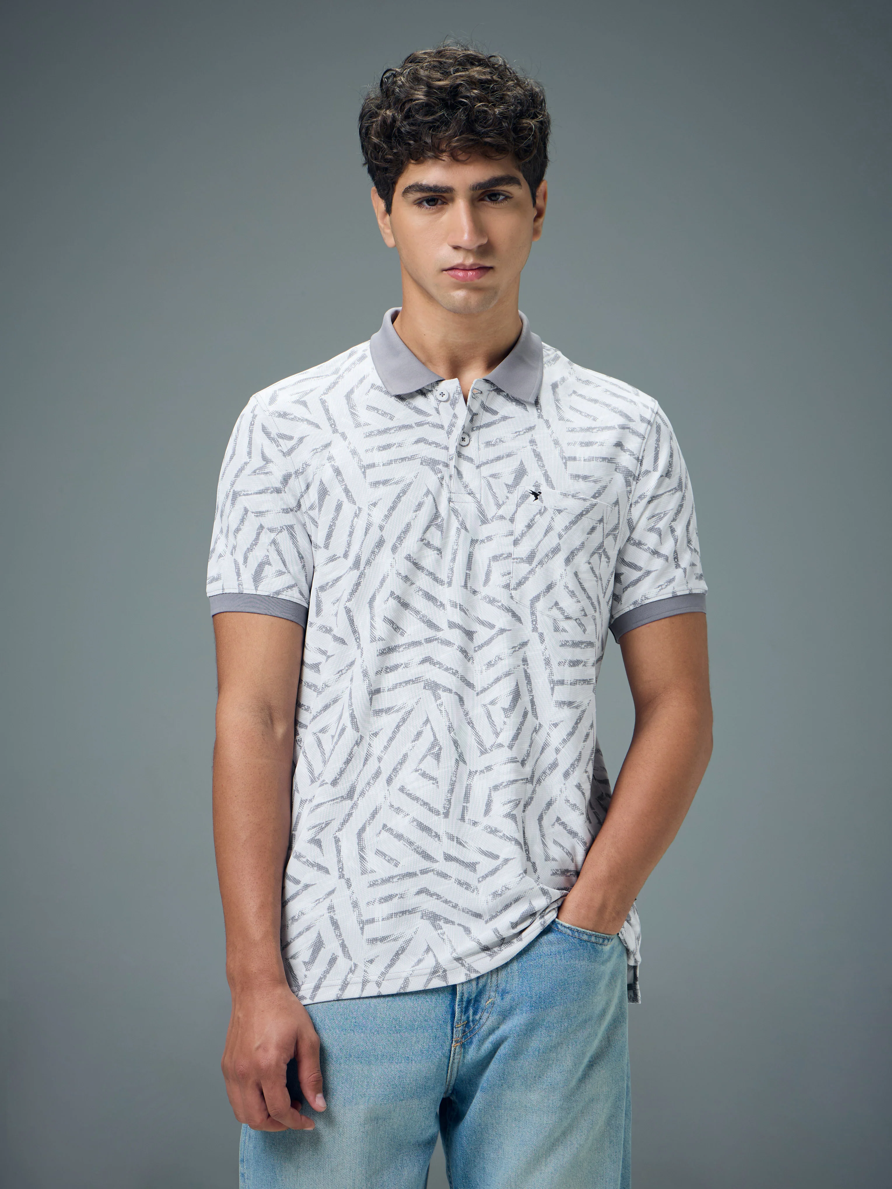 Men Printed Slim Fit Polo Sports T-shirt with MATPIQ - Image 2