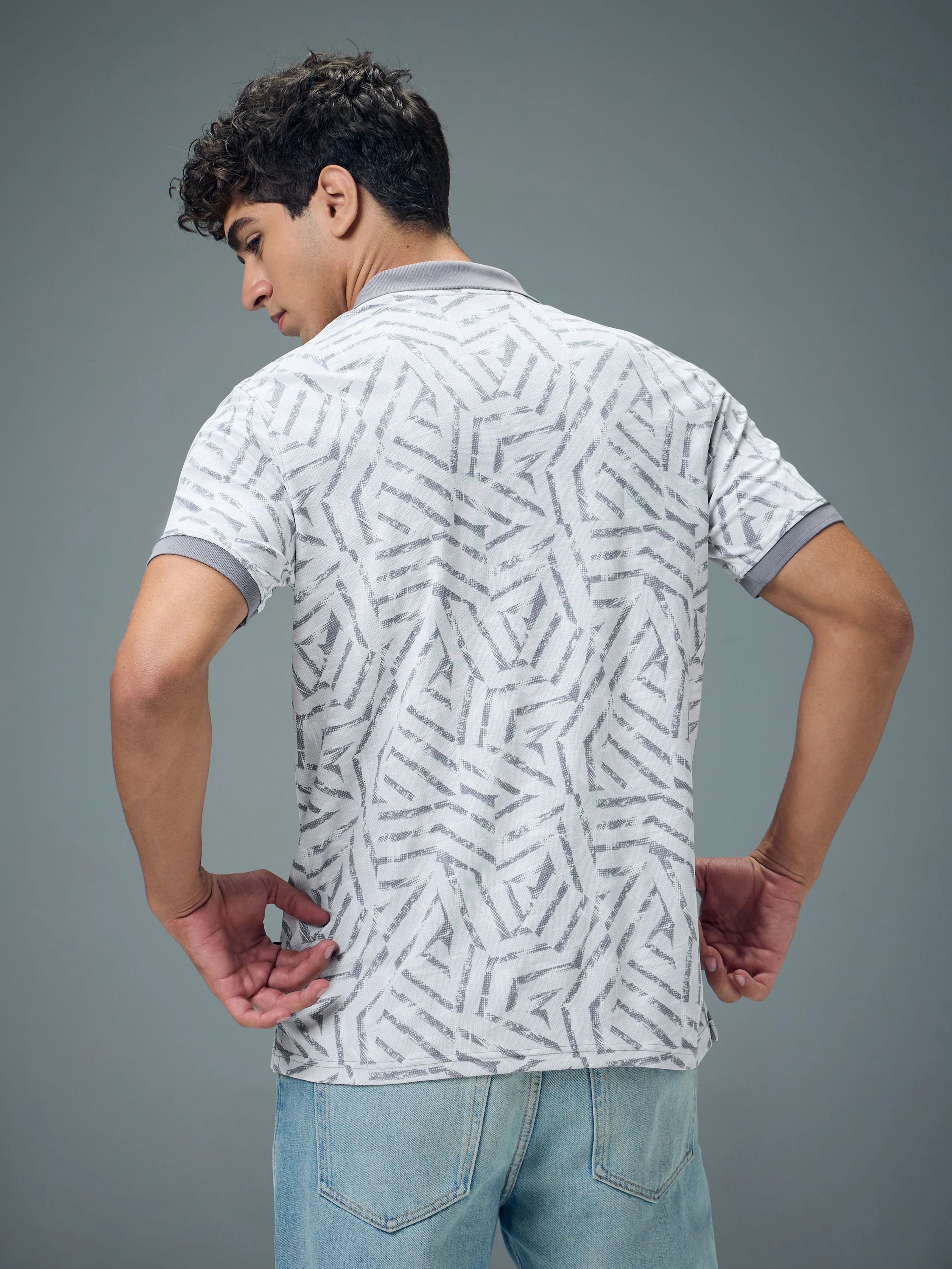 Men Printed Slim Fit Polo Sports T-shirt with MATPIQ - Image 3