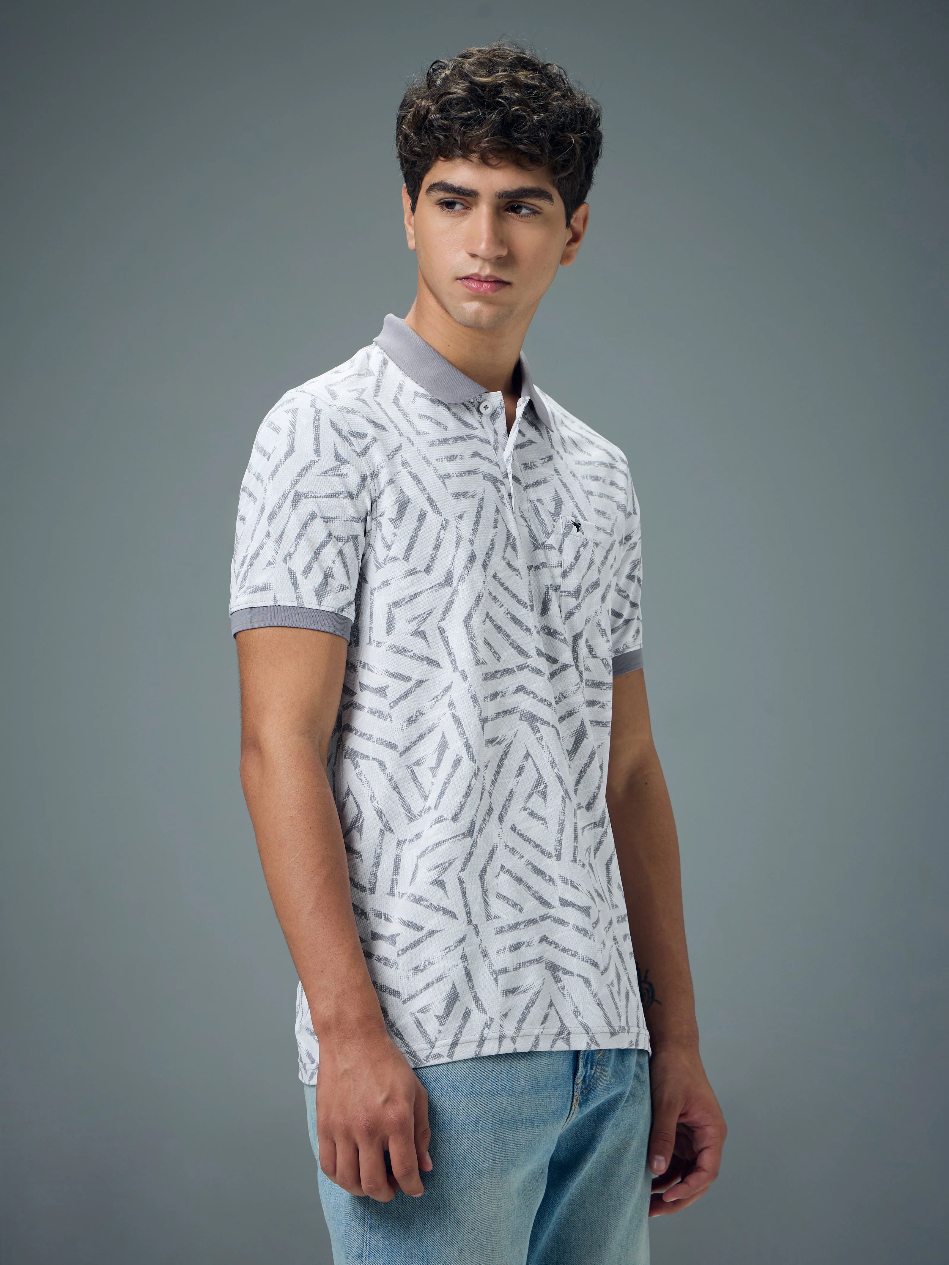 Men Printed Slim Fit Polo Sports T-shirt with MATPIQ - Image 4