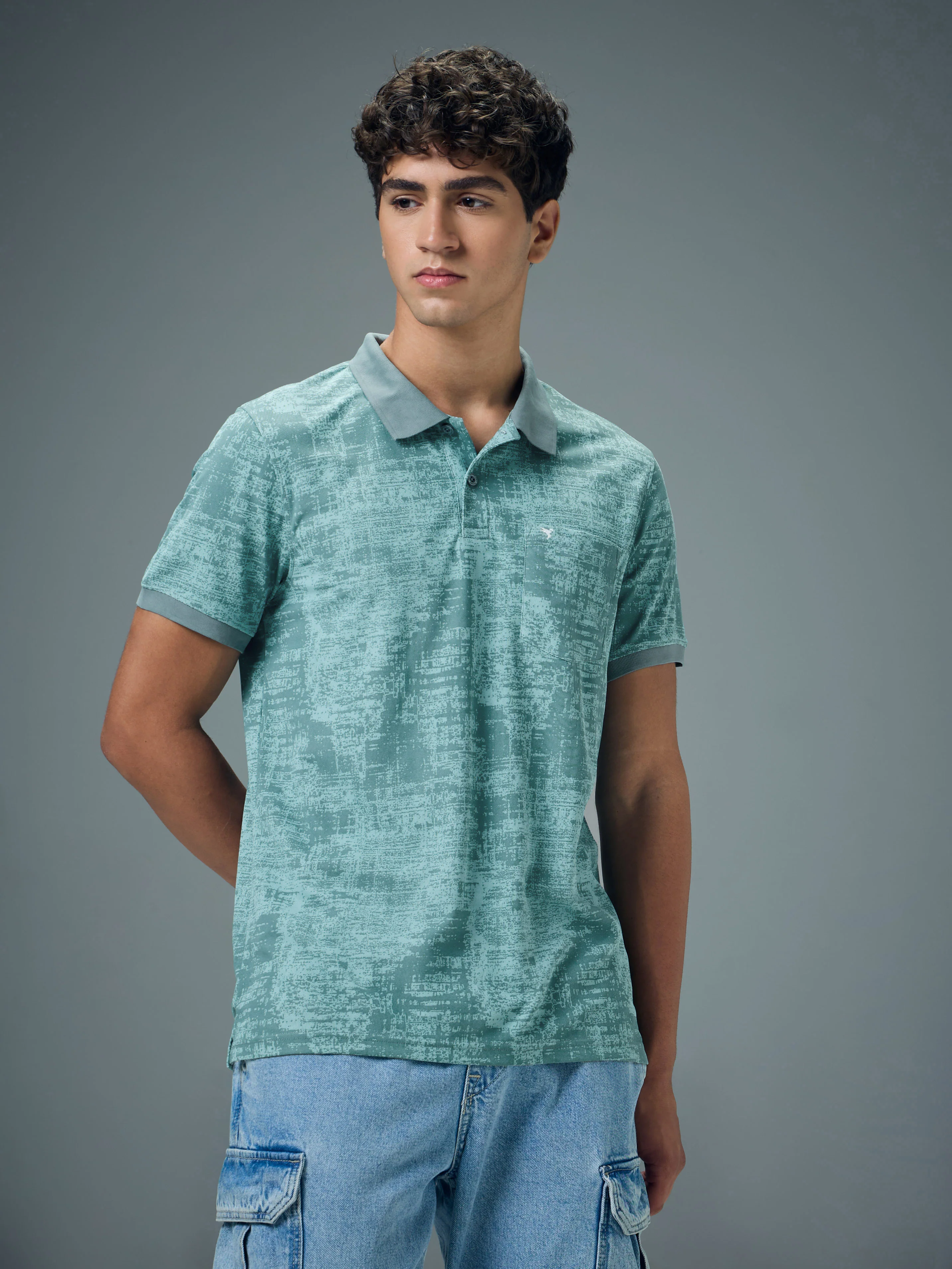 Men Printed Slim Fit Polo Sports T-shirt with MATPIQ - Image 2