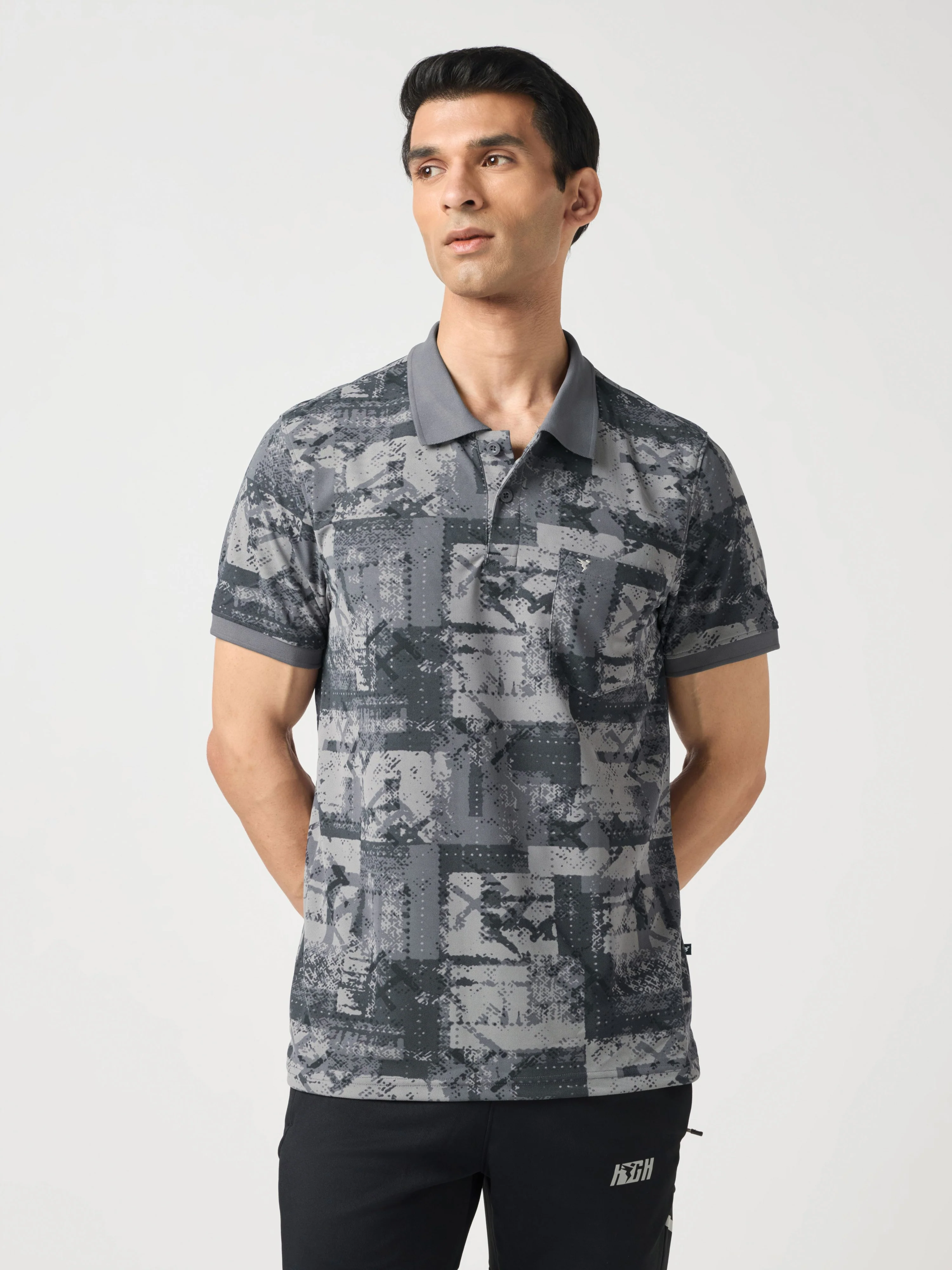 Men Printed Slim Fit Polo Sports T-shirt with MATPIQ