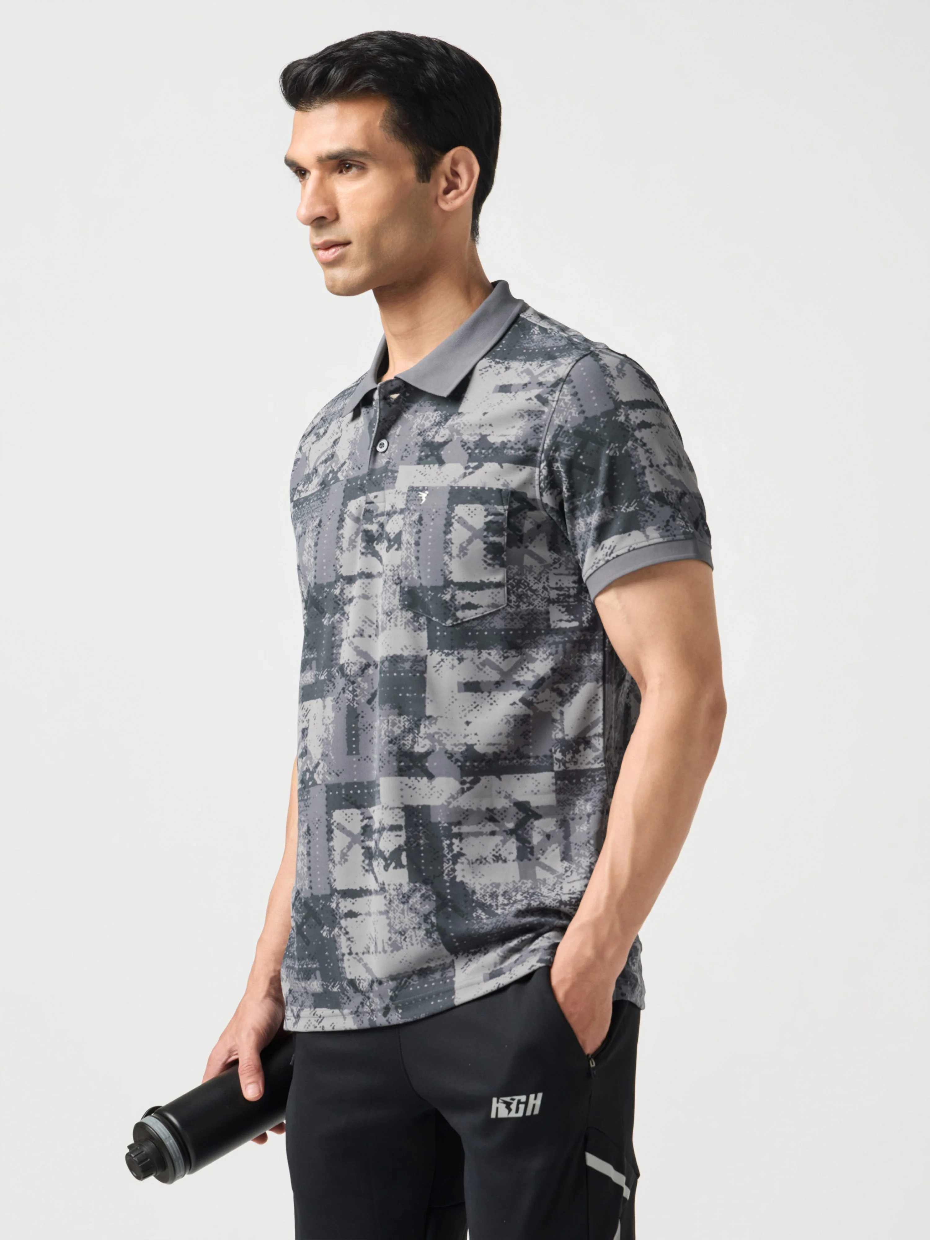 Men Printed Slim Fit Polo Sports T-shirt with MATPIQ - Image 2