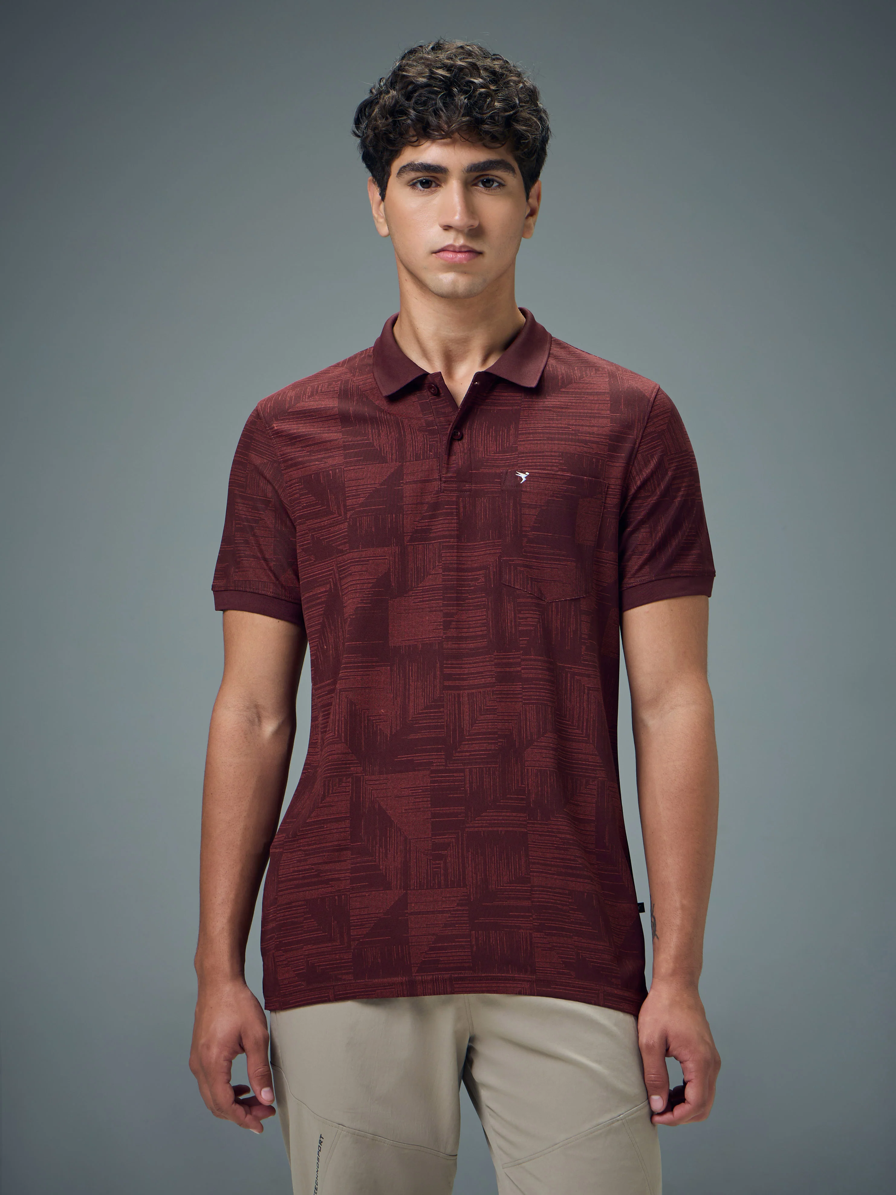 Men Printed Slim Fit Polo Sports T-shirt with MATPIQ - Image 2