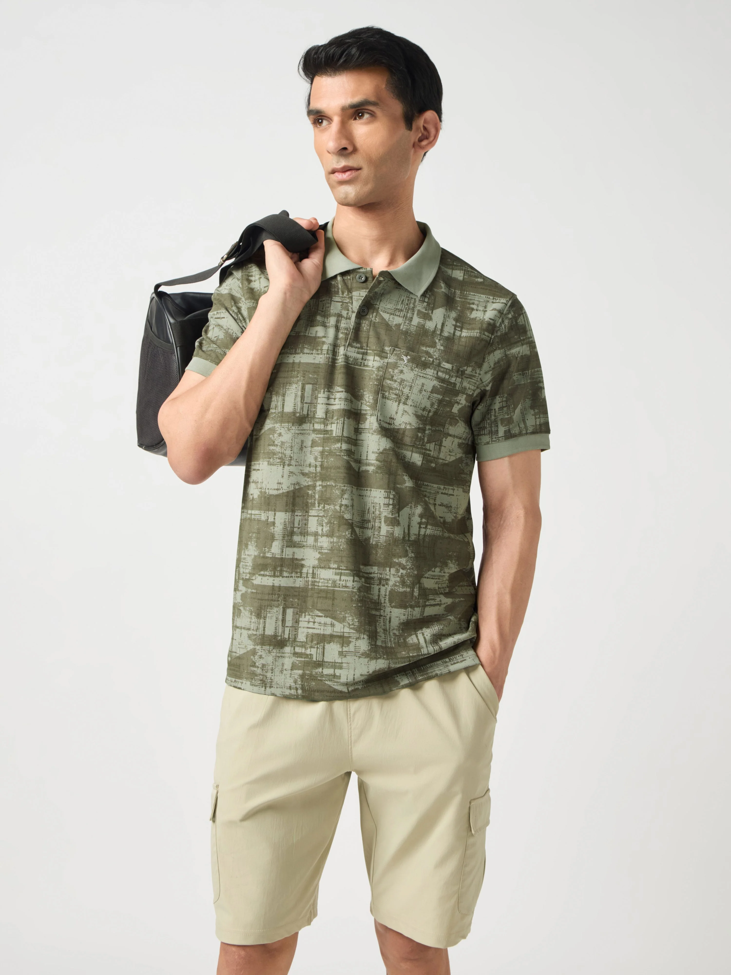 Men Printed Slim Fit Polo Sports T-shirt with MATPIQ