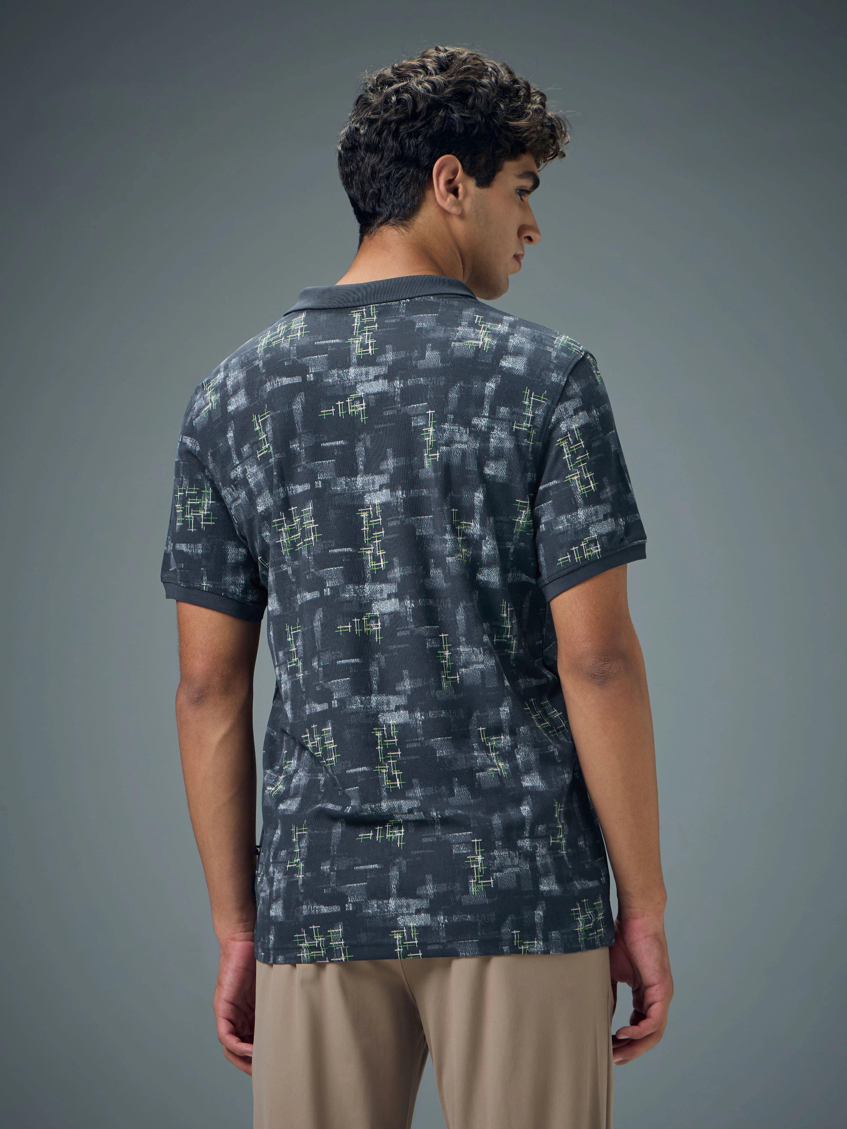 Men Printed Slim Fit Polo Sports T-shirt with MATPIQ - Image 3
