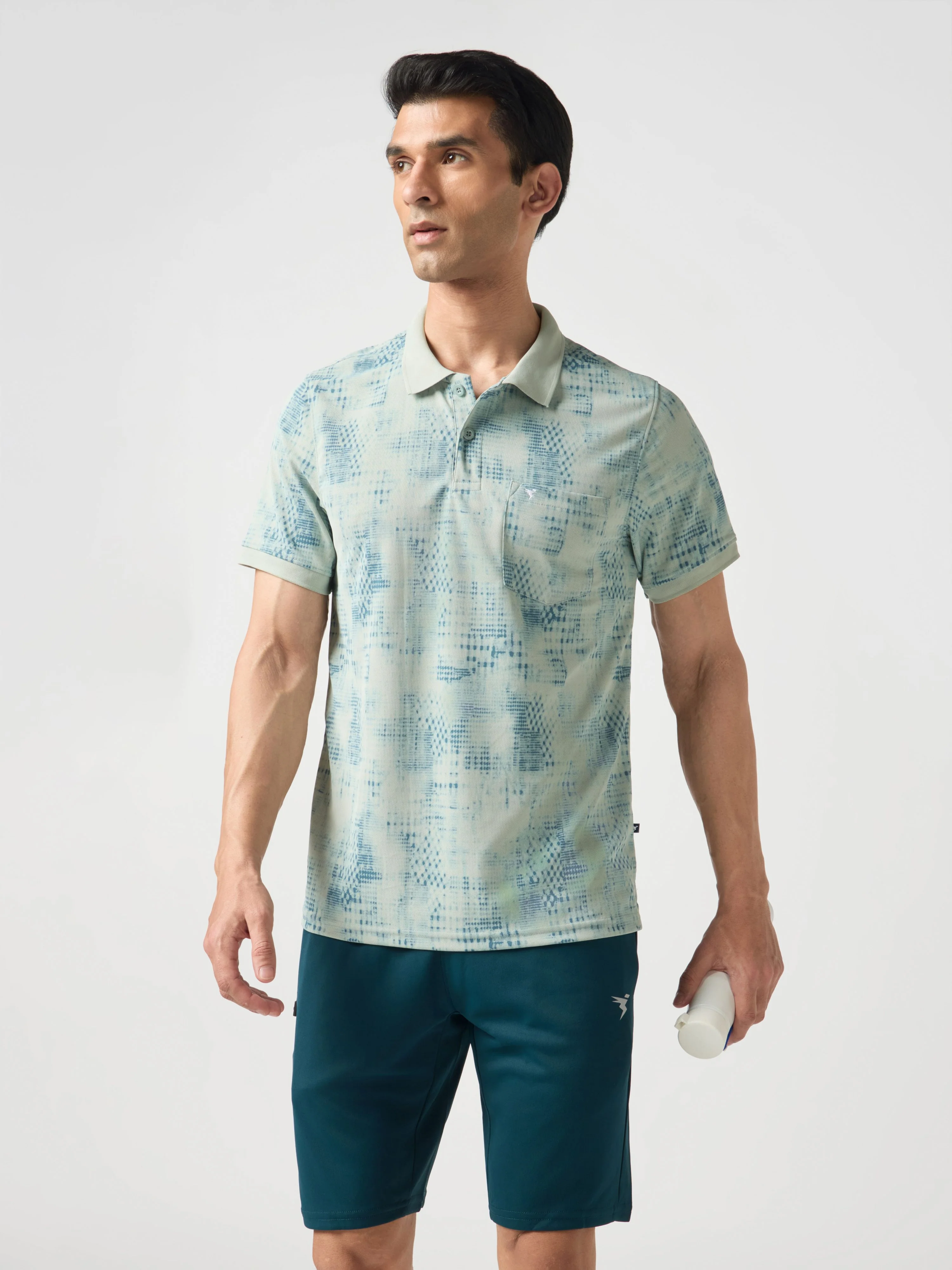 Men Printed Slim Fit Polo Sports T-shirt with MATPIQ