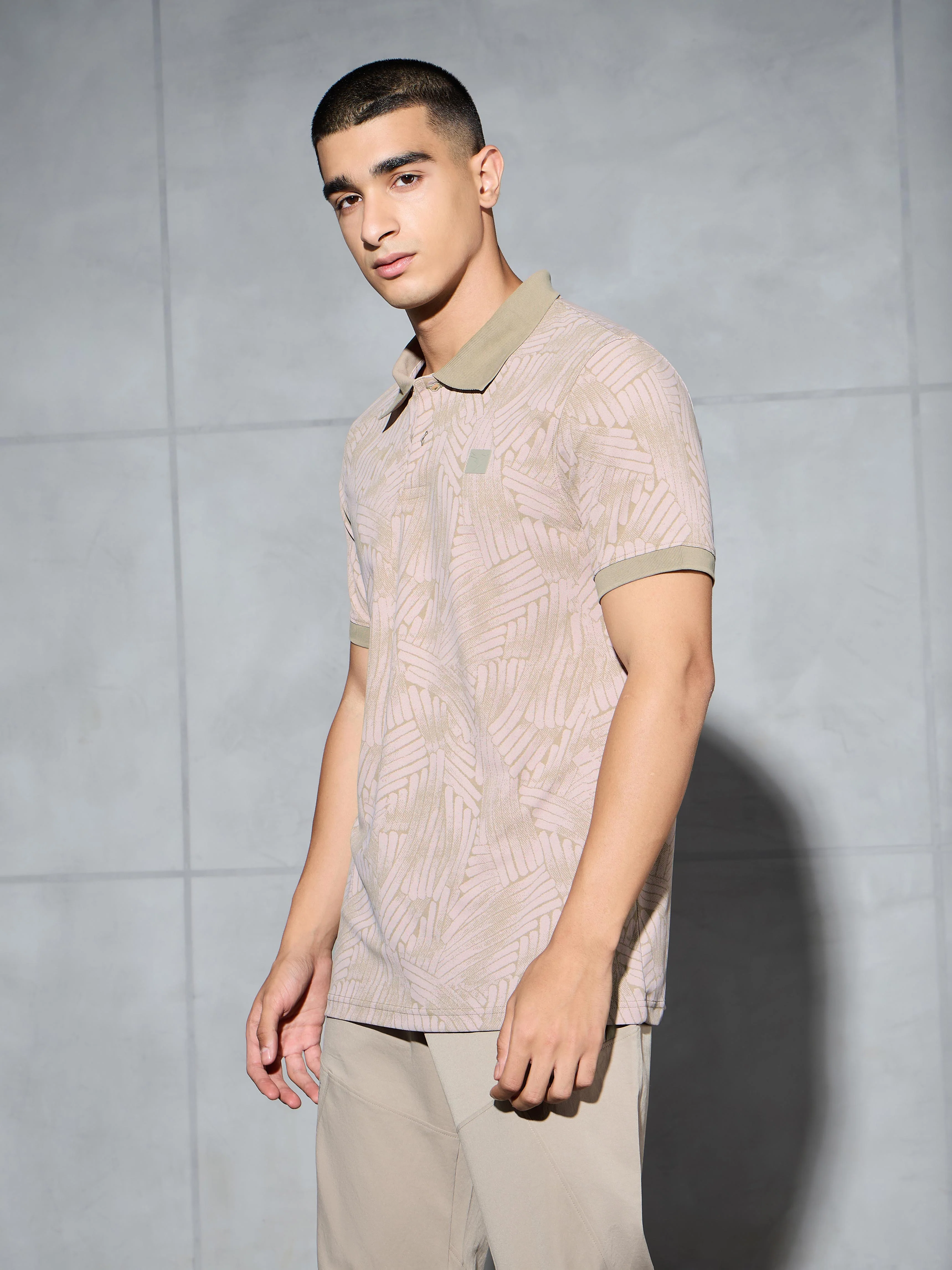 Men Printed Slim Fit Polo T-shirt with MATPIQ - Image 4
