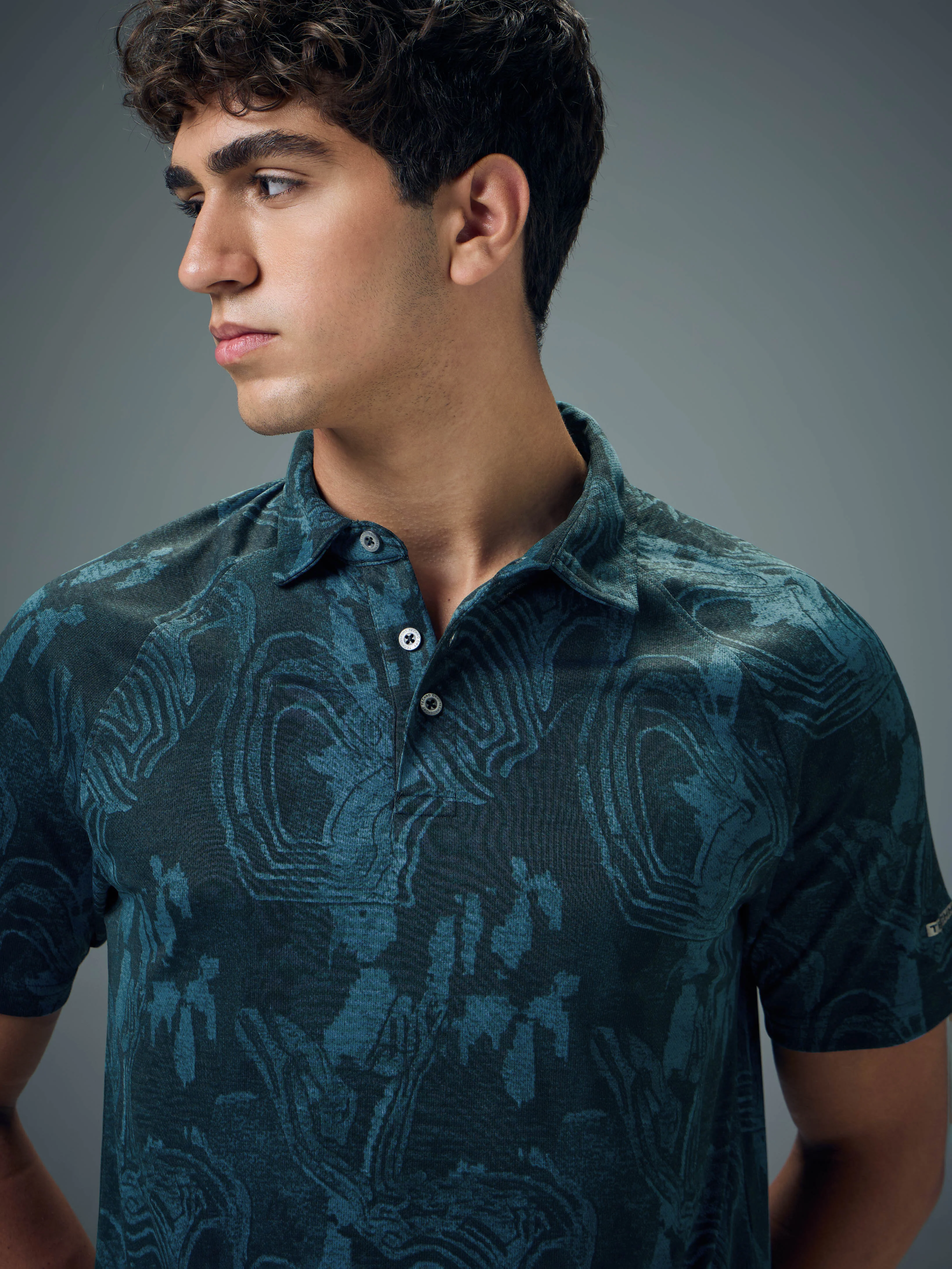 Men Printed Slim Fit Polo T-shirt with TECHNOCOOL+ - Image 6