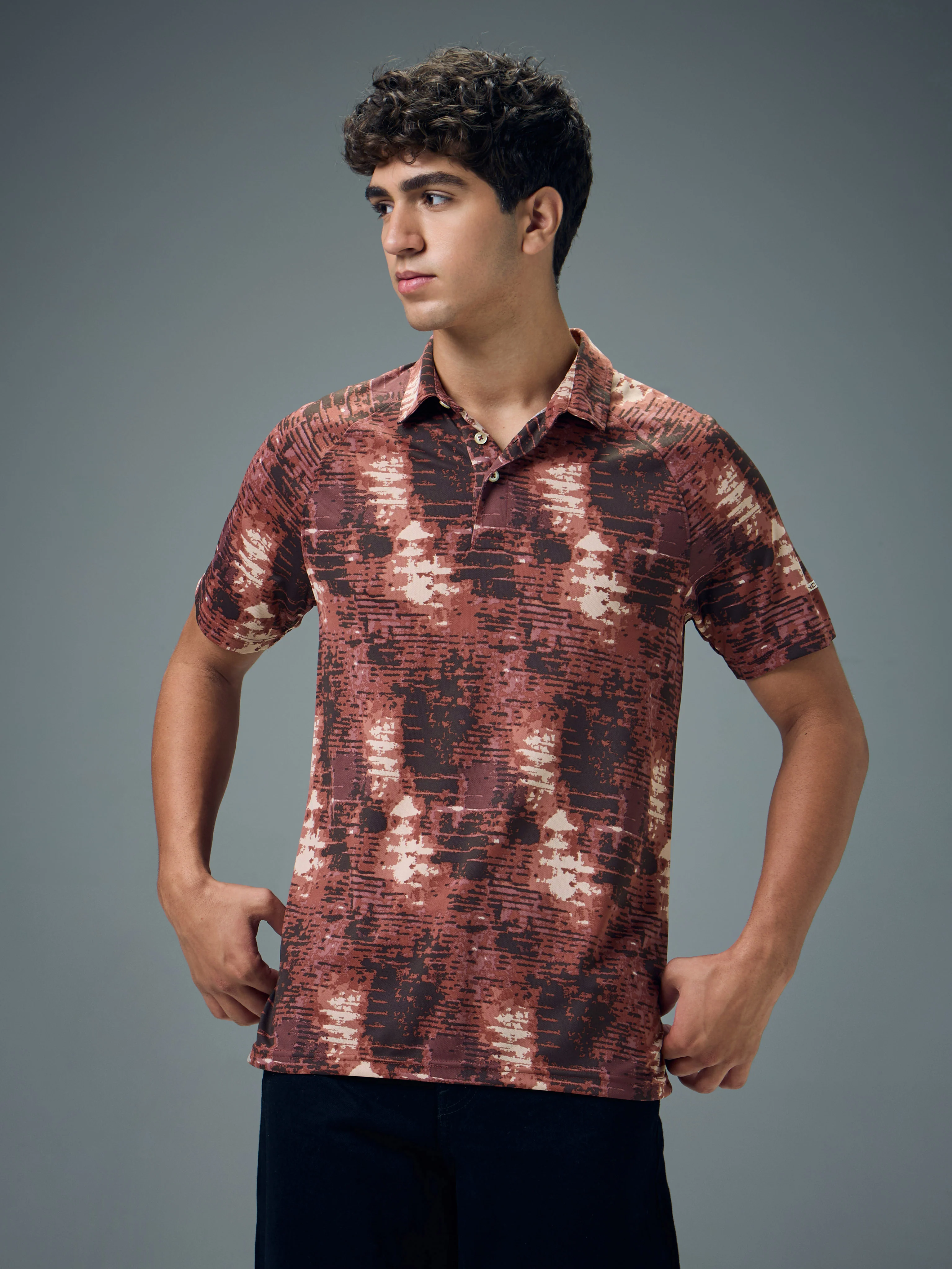 Men Printed Slim Fit Polo T-shirt with TECHNOCOOL+ - Image 2