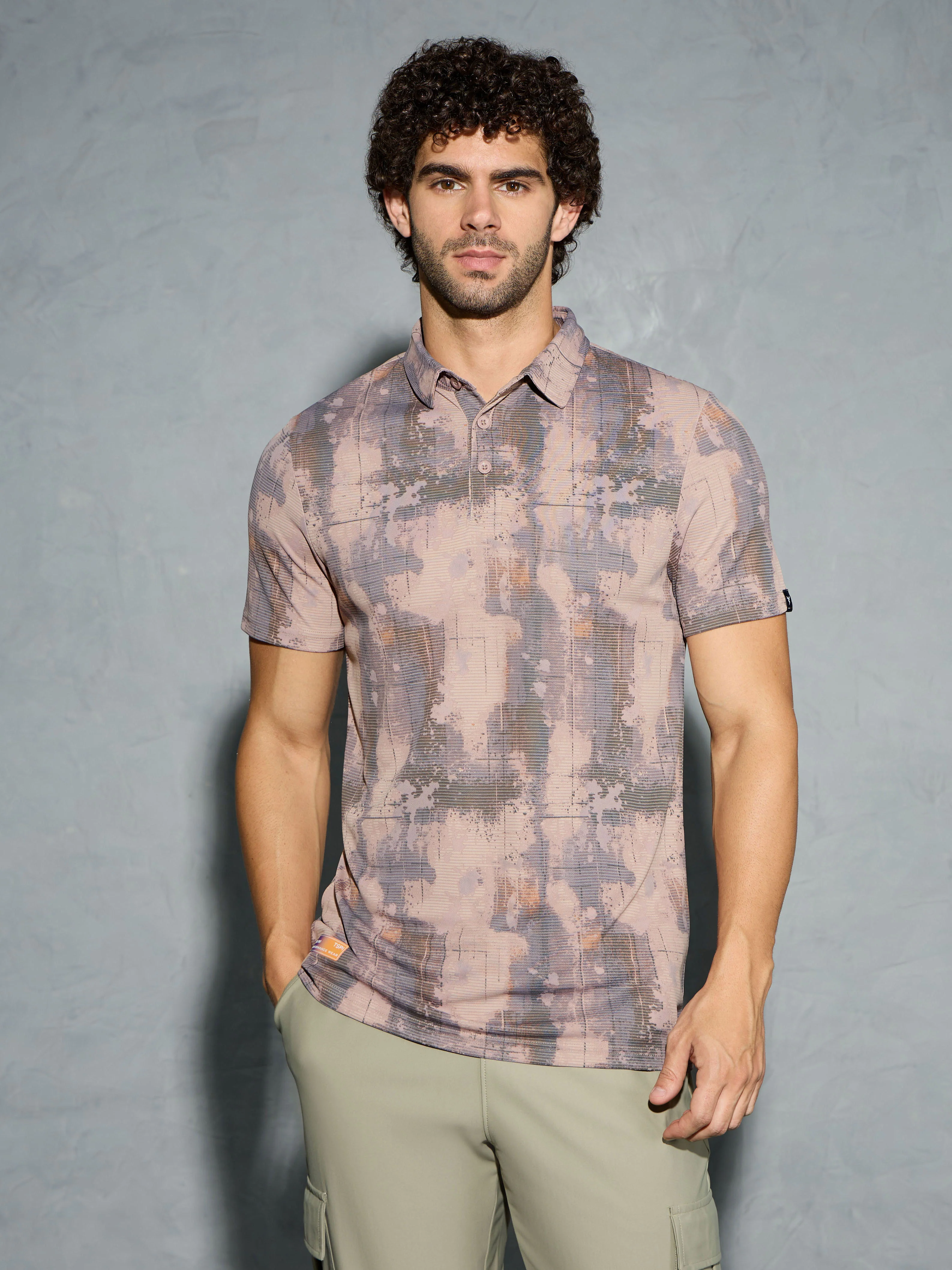 Men Printed Slim Fit Polo T-shirt with TECHNOCOOL+