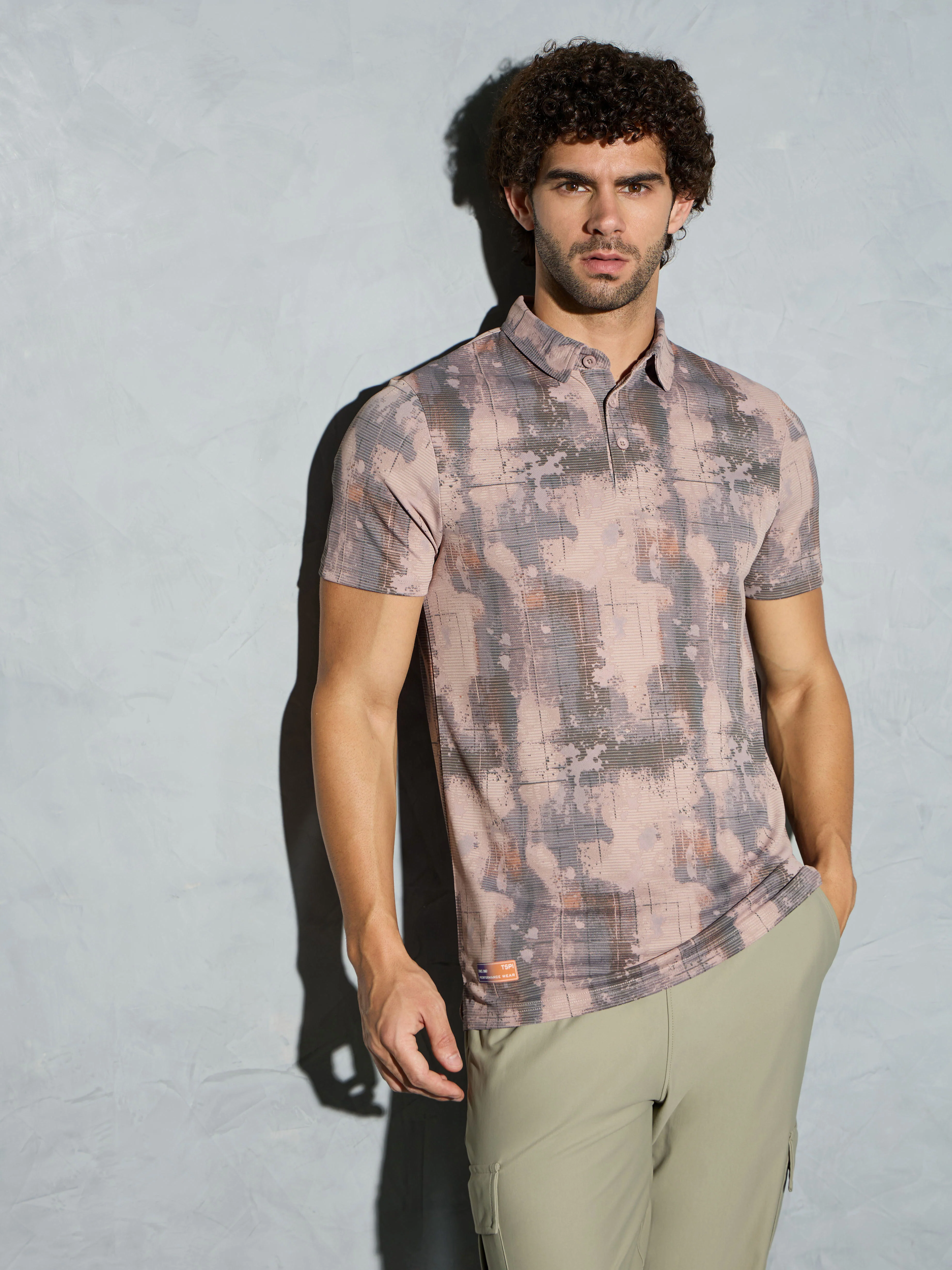 Men Printed Slim Fit Polo T-shirt with TECHNOCOOL+ - Image 3