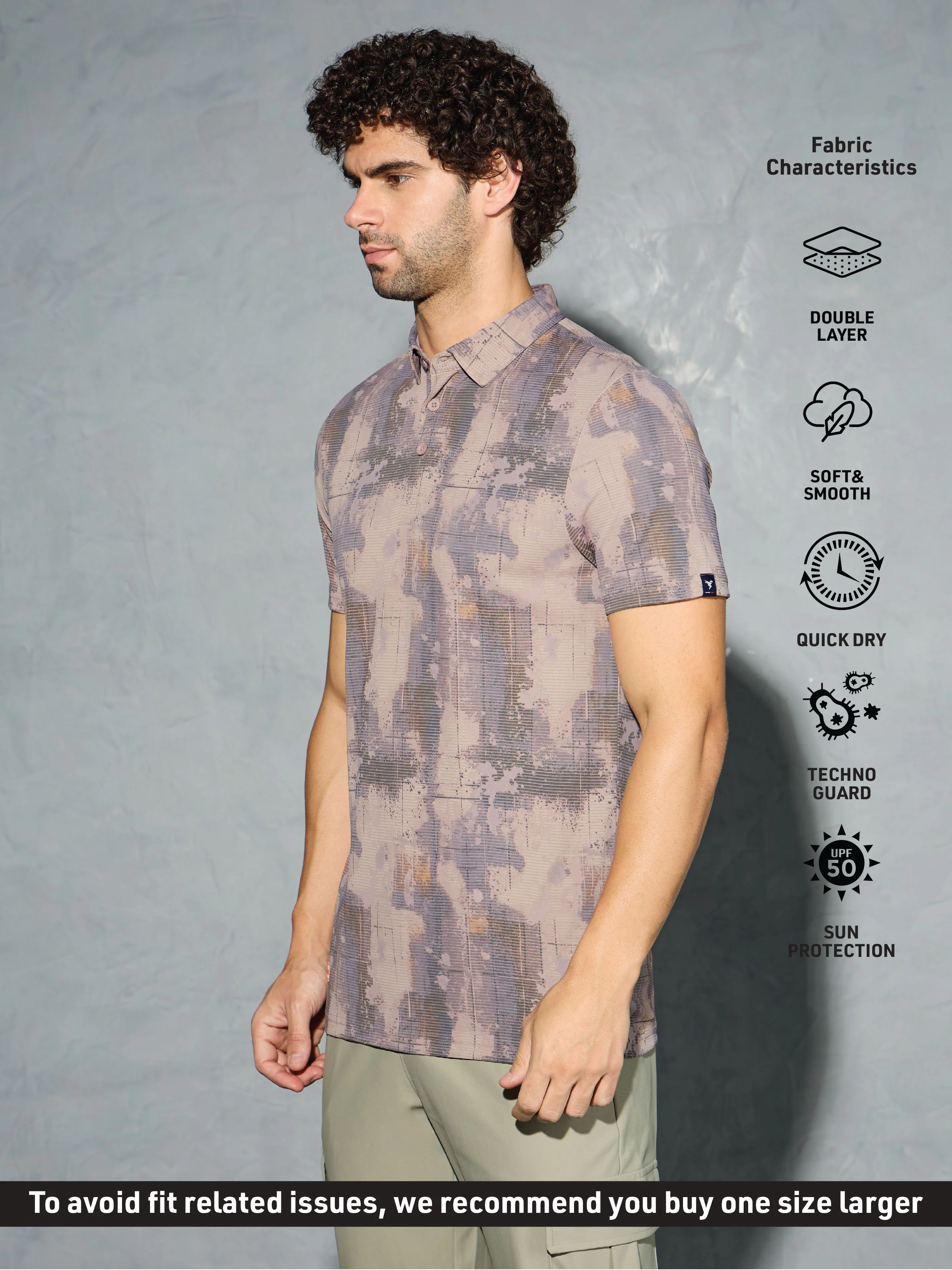 Men Printed Slim Fit Polo T-shirt with TECHNOCOOL+ - Image 5